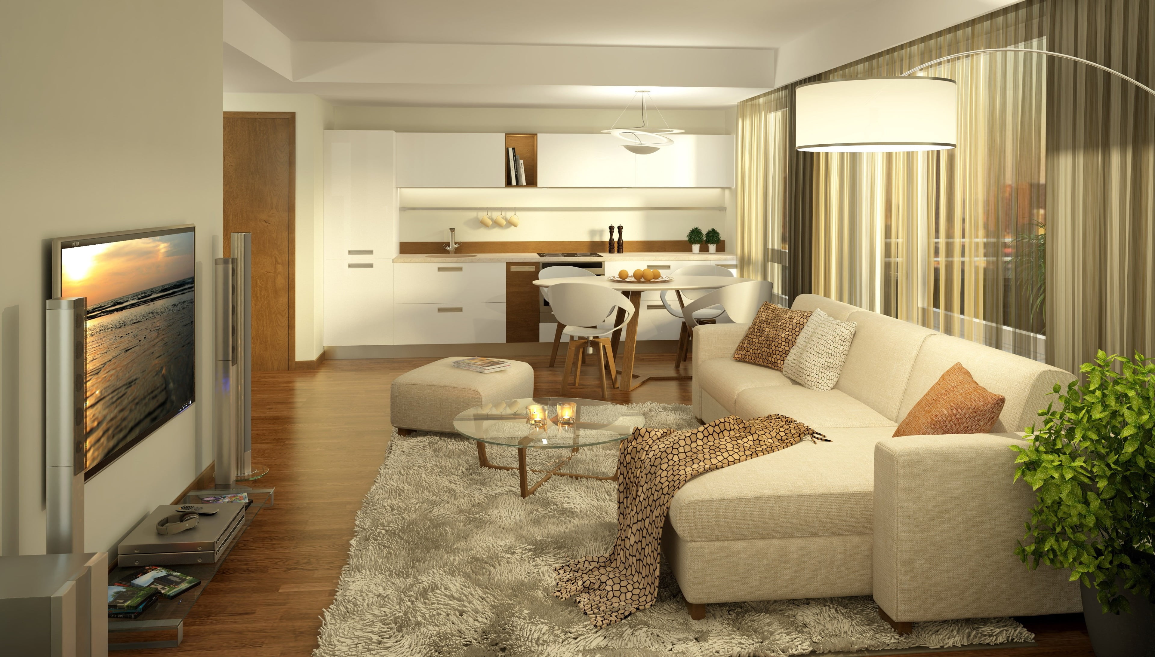 rug, room 4k hd for pc, coffee table, table, illuminated, electric lamp, 4K, building, living room, lighting equipment, house, wealth, cozy, HD Wallpaper