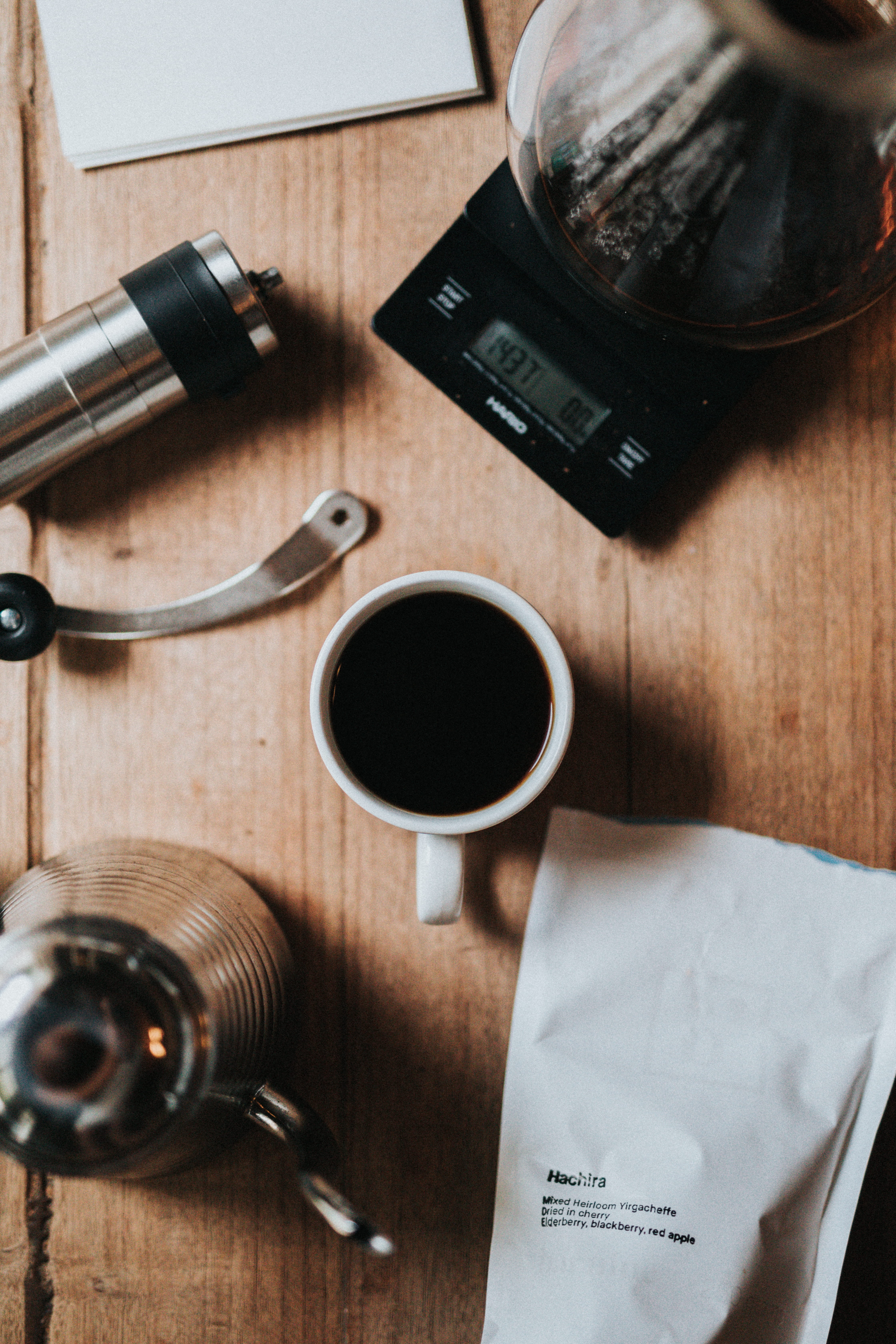 close-up, kalitum, coffee - drink, wood - material, food and drink, hario, chemex, still life, scales, coffee addict, 5K, black coffee, refreshment, teapot, Phone HD Wallpaper