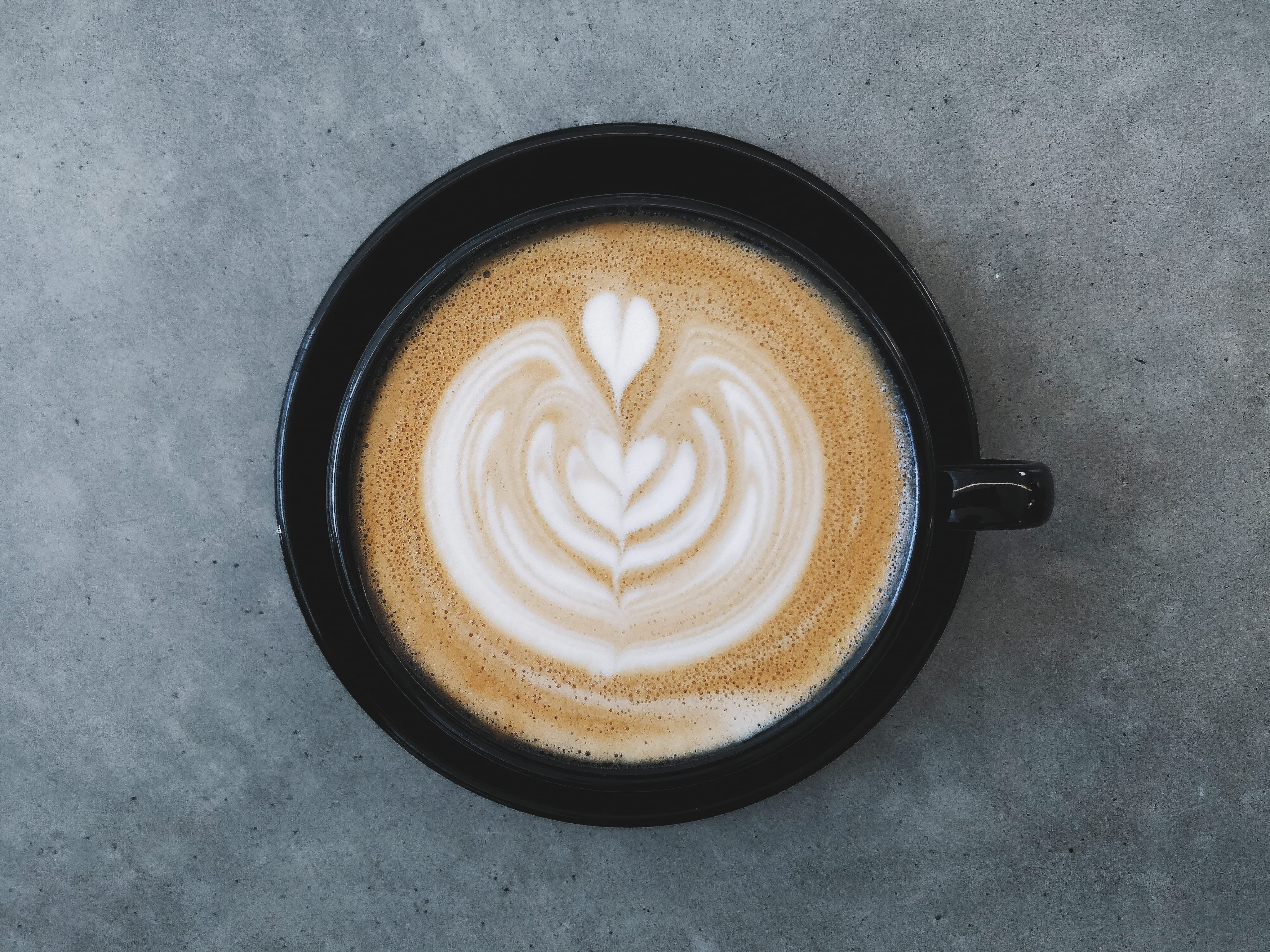 directly above, mug, non-alcoholic beverage, coffee, highway, brunch, high angle view, pottery, table, froth, indoors, espresso, coffee - drink, 4K, cup, HD Wallpaper