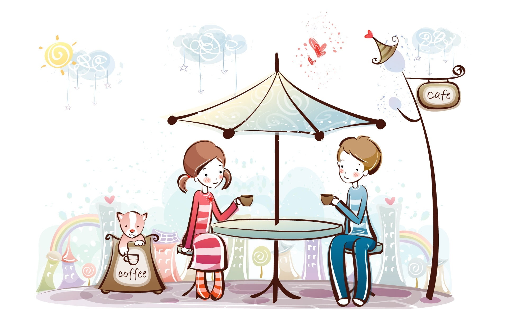 Valentines Day, large group of objects, love cafe, Cafe, girls, women, family, representation, creativity, lifestyles, nature, human representation, child, HD Wallpaper