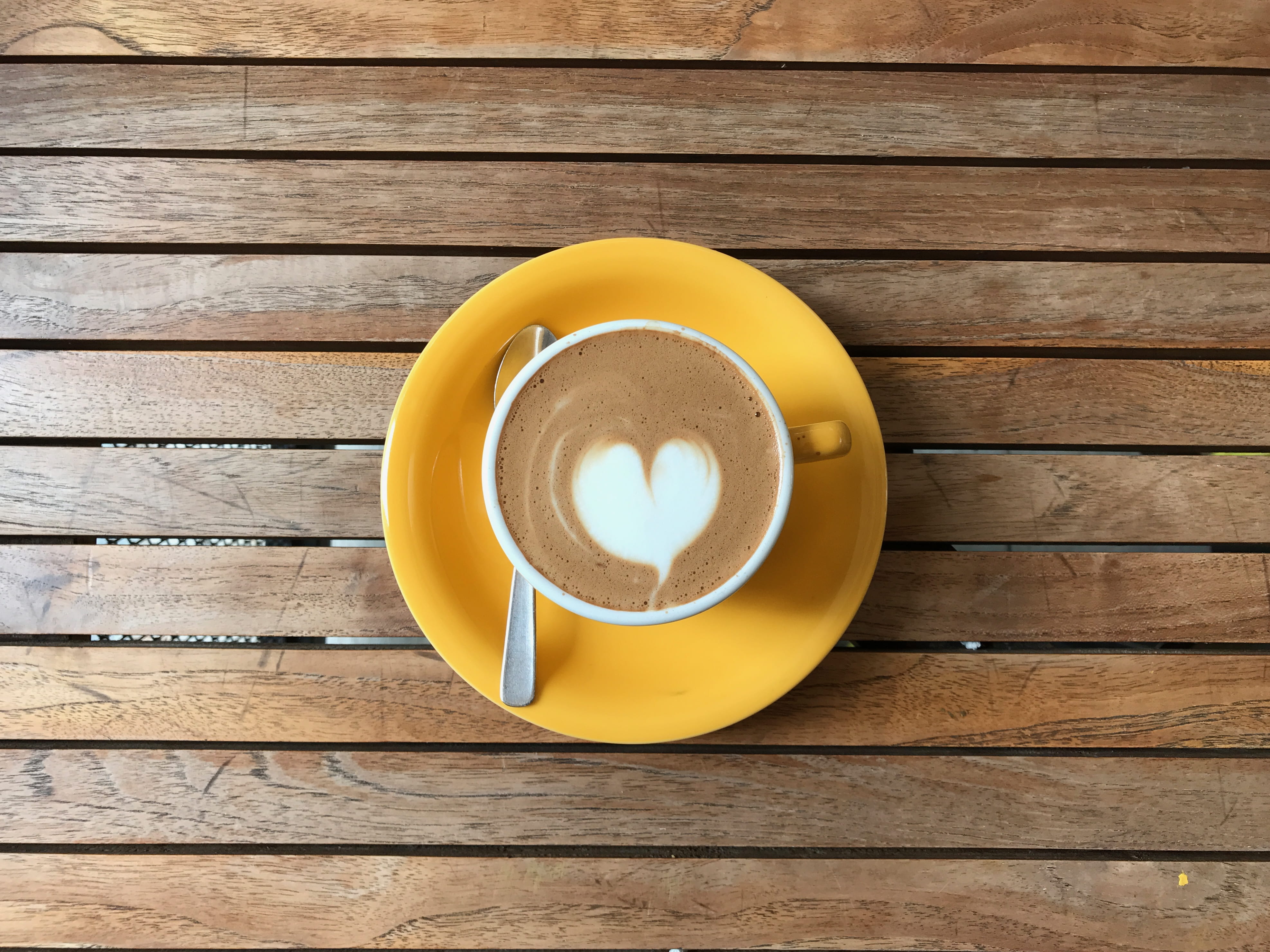 cappuccino, cup, foam, latte art, mug, chocolate, wood - material, saucer, freshness, ceramic, table, wooden surface, non-alcoholic beverage, directly above, HD Wallpaper