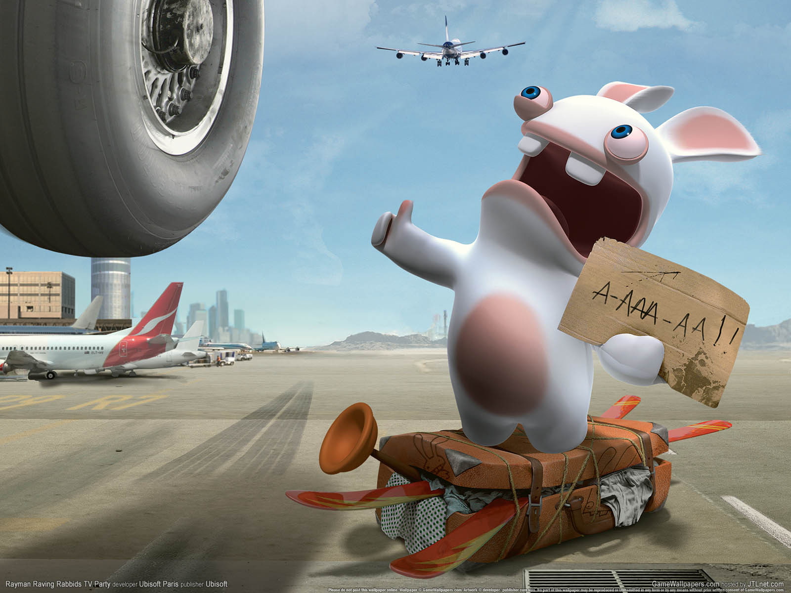 aircraft, robot, art and craft, rabbids, illustration, technology, sky, digital composite, representation, 720P, transportation, figurine, business, day, HD Wallpaper