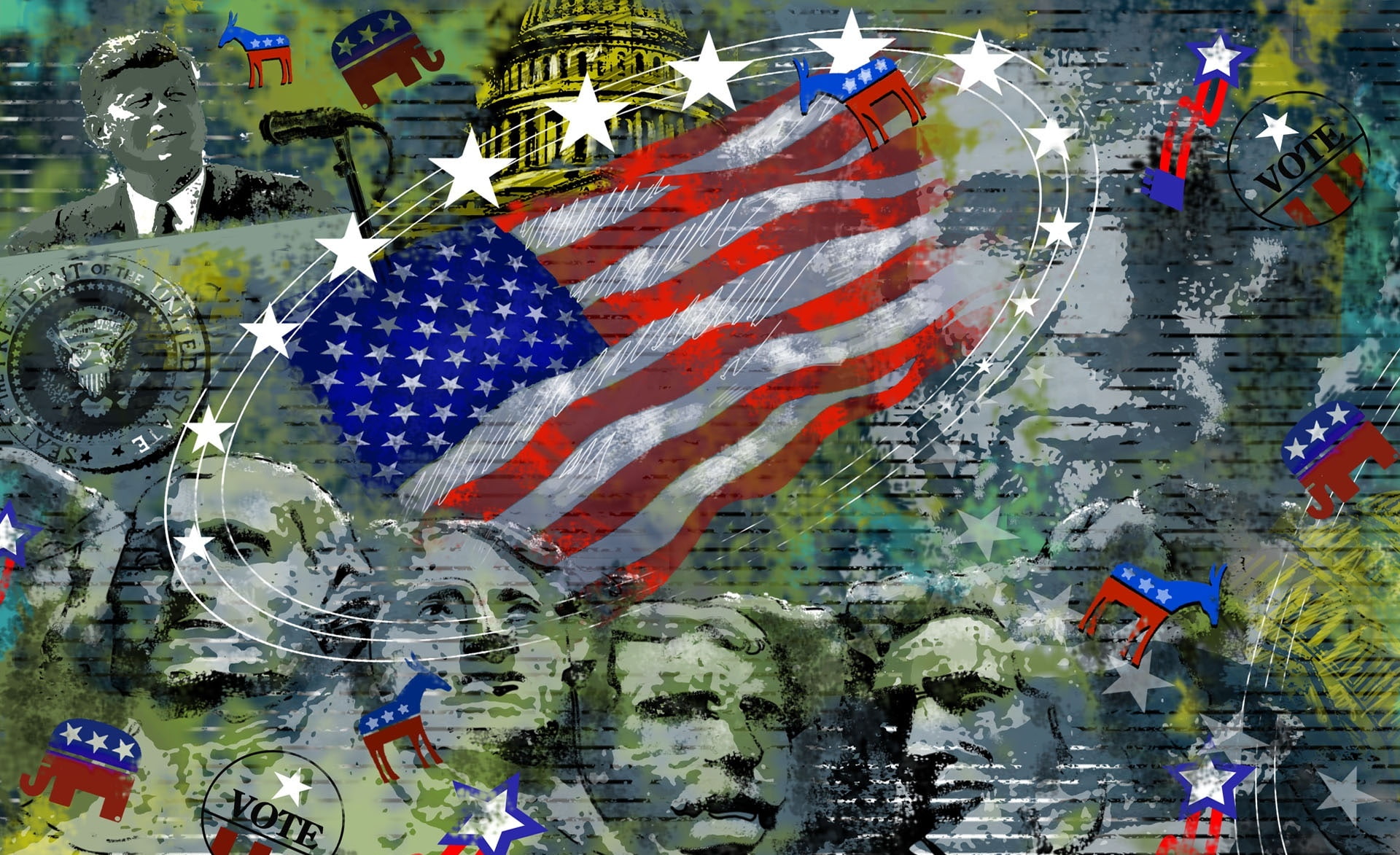 1080P, no people, states, flag, high angle view, striped, art and craft, creativity, united states independence day, human representation, patriotism, HD Wallpaper