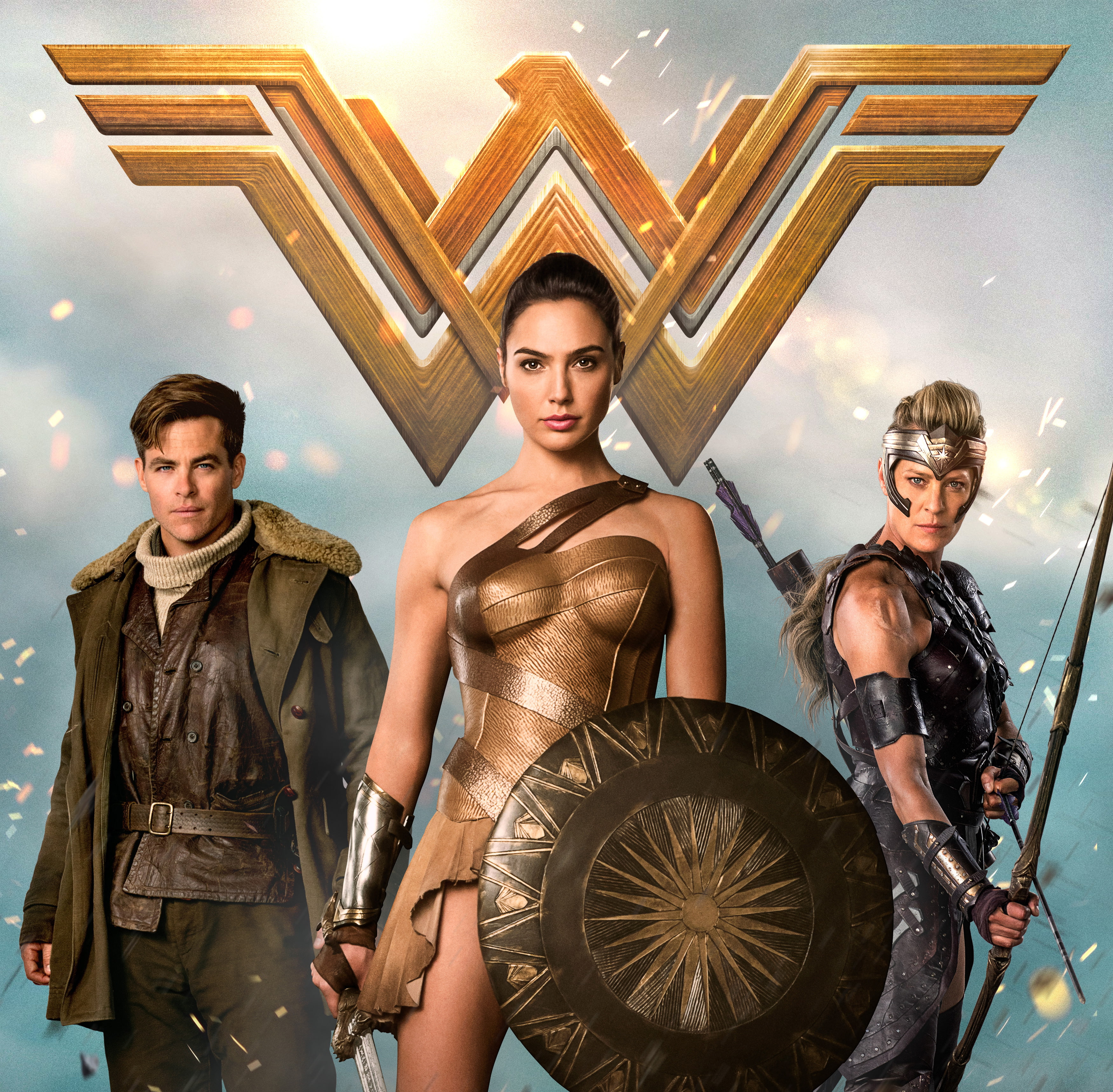 gadot, General Antiope, woman, gal, Robin Wright, Gal Gadot, Wonder Woman, wonder, 2K, Chris Pine, Steve Trevor, HD Wallpaper
