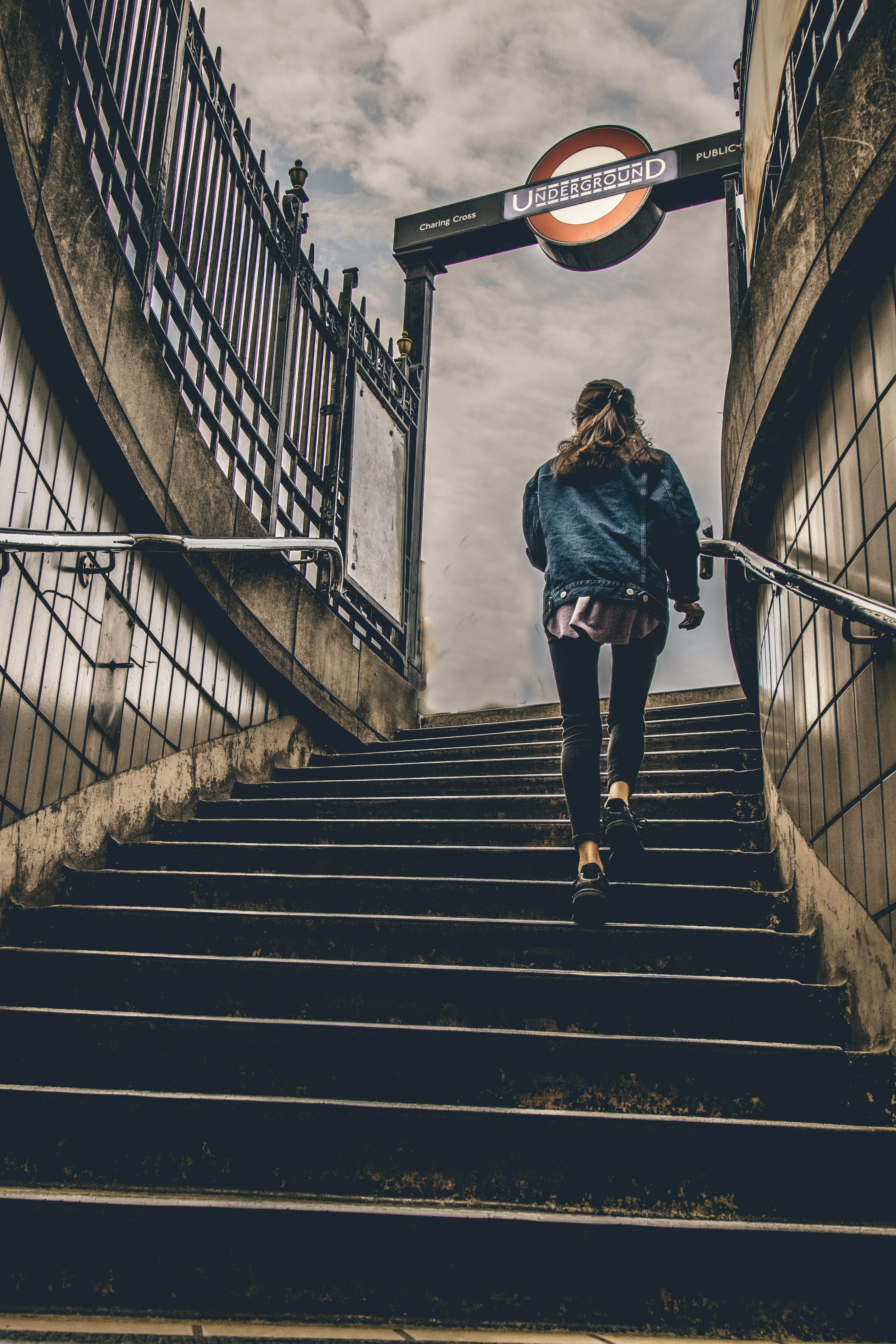 daytime, moving up, up stairs, denim, 5K, button, low angle view, entrance, woman, lifestyles, female, london, architecture, leisure activity, illuminated, Phone HD Wallpaper