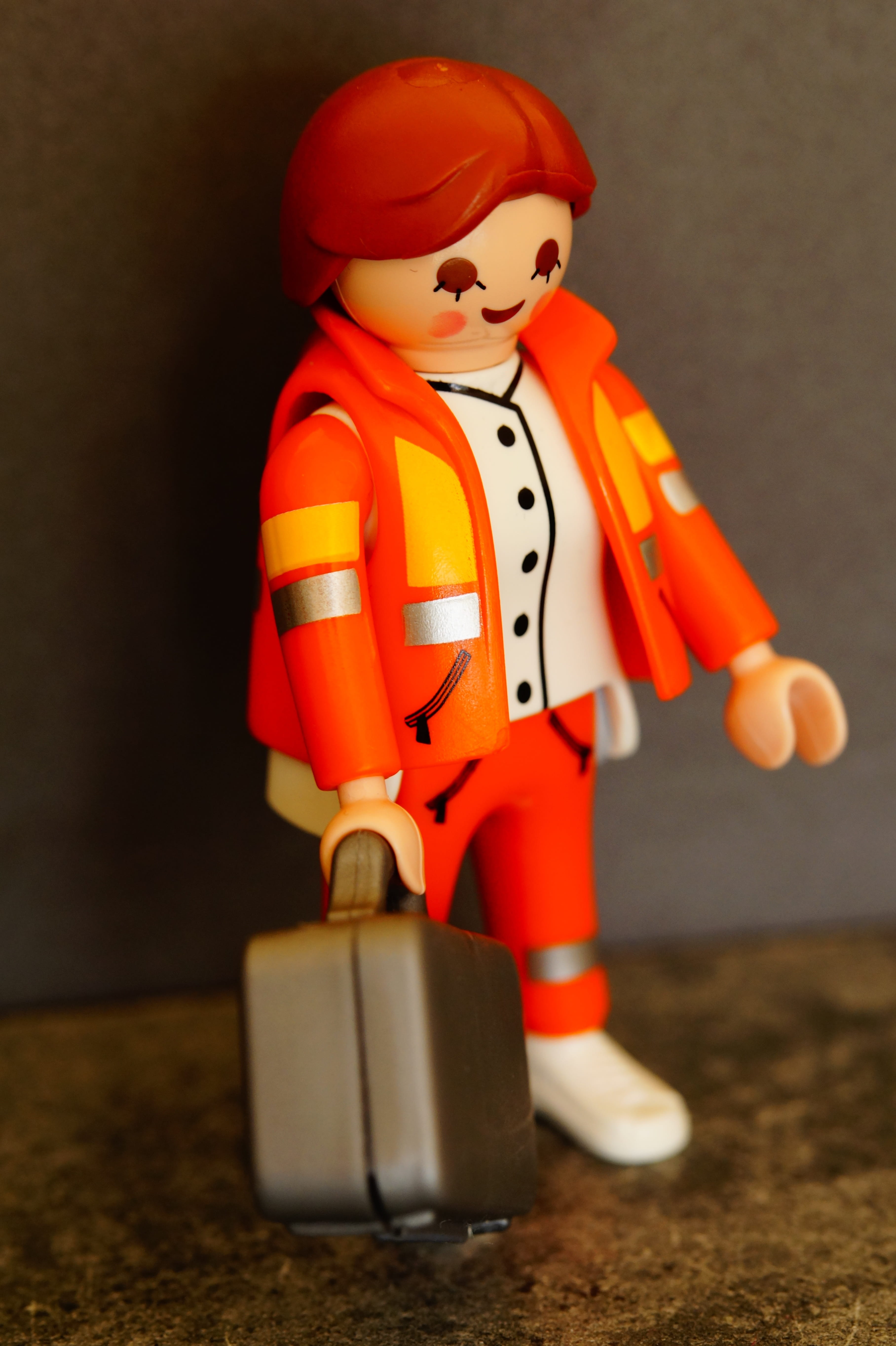 child, figure, orange, close-up, art and craft, representation, table, standing, Paramedic, patch up, profession, work clothes, minifgurine, supply, plastic, Phone HD Wallpaper