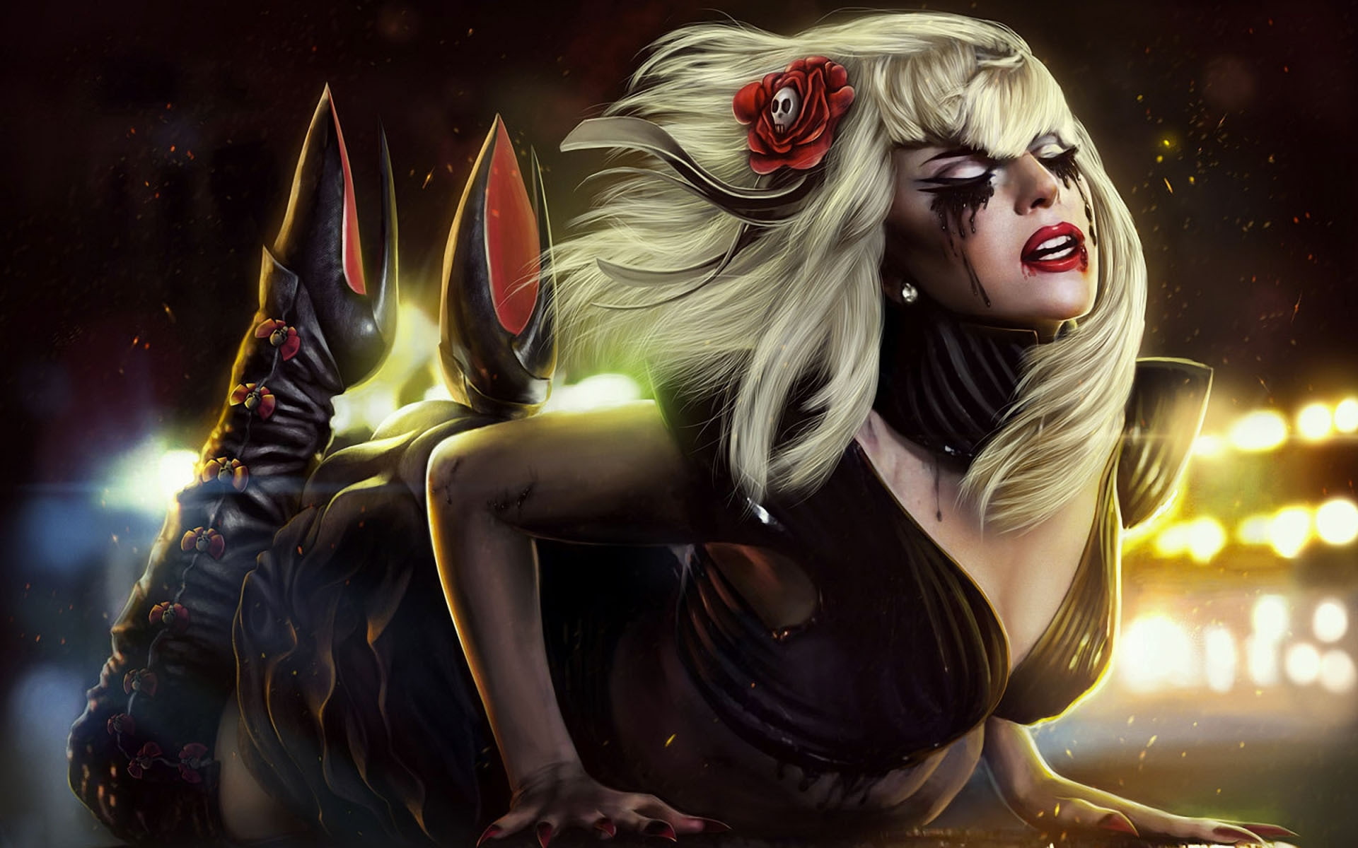 gaga, 1080P, pain, lady, artist, art, makeup, HD Wallpaper