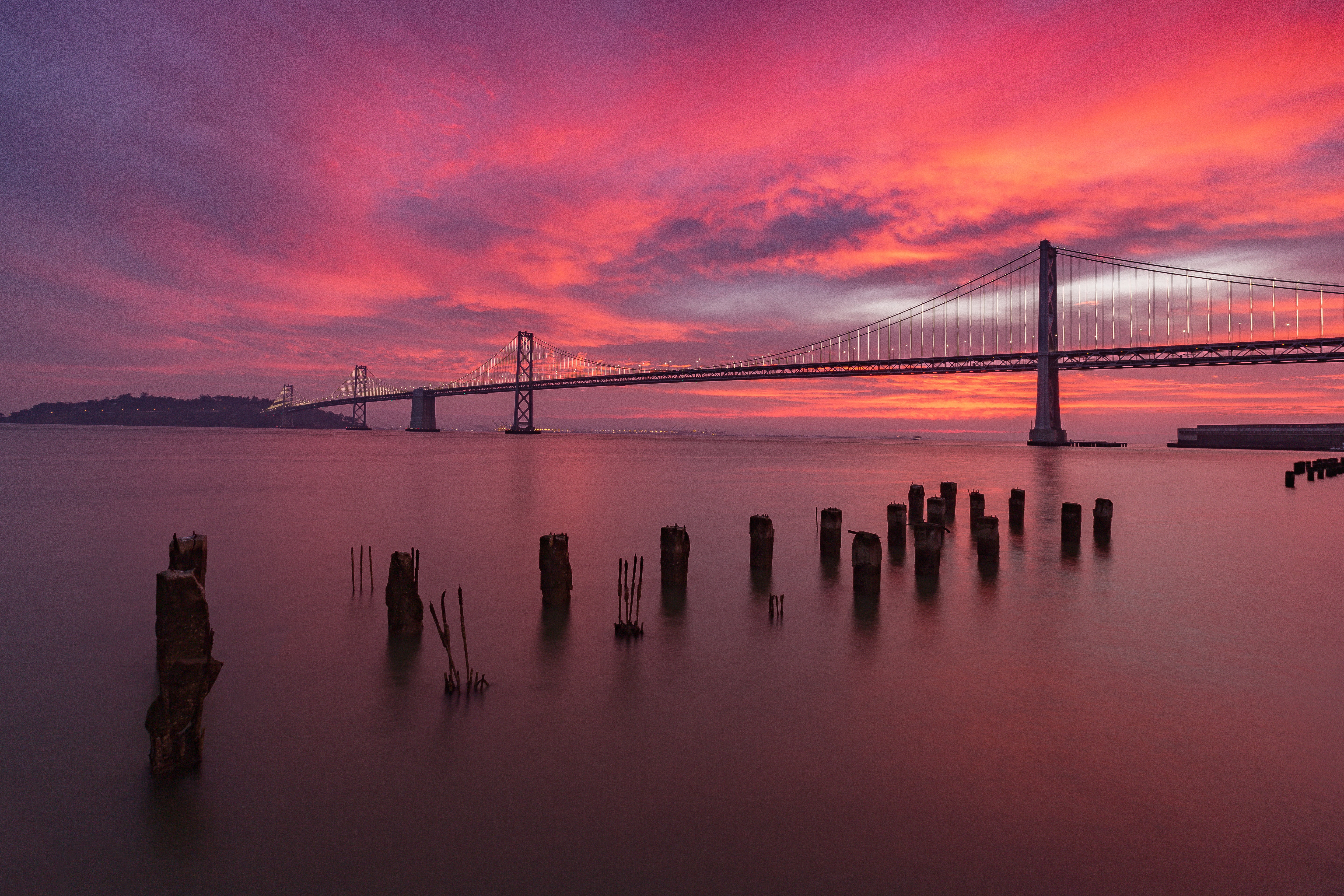 urban Skyline, sky, california, seat, suspension Bridge, beneath, sea, architecture, sunset, capturing, body, gate, 5K, gold, famous Place, dusk, cityscape, HD Wallpaper