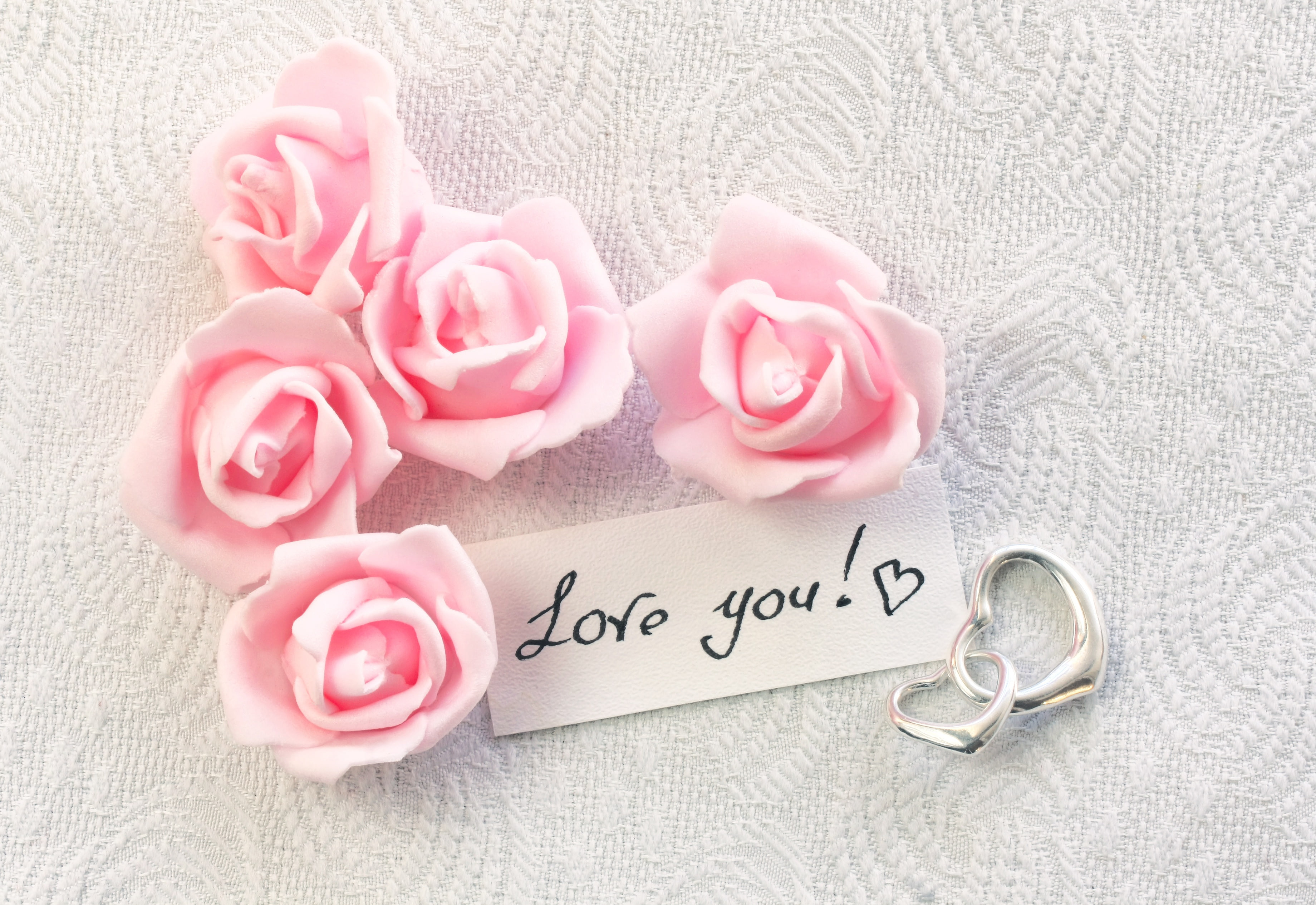 pink roses, roses, I love you, pink, 2K, gift, romantic, hearts, HD Wallpaper