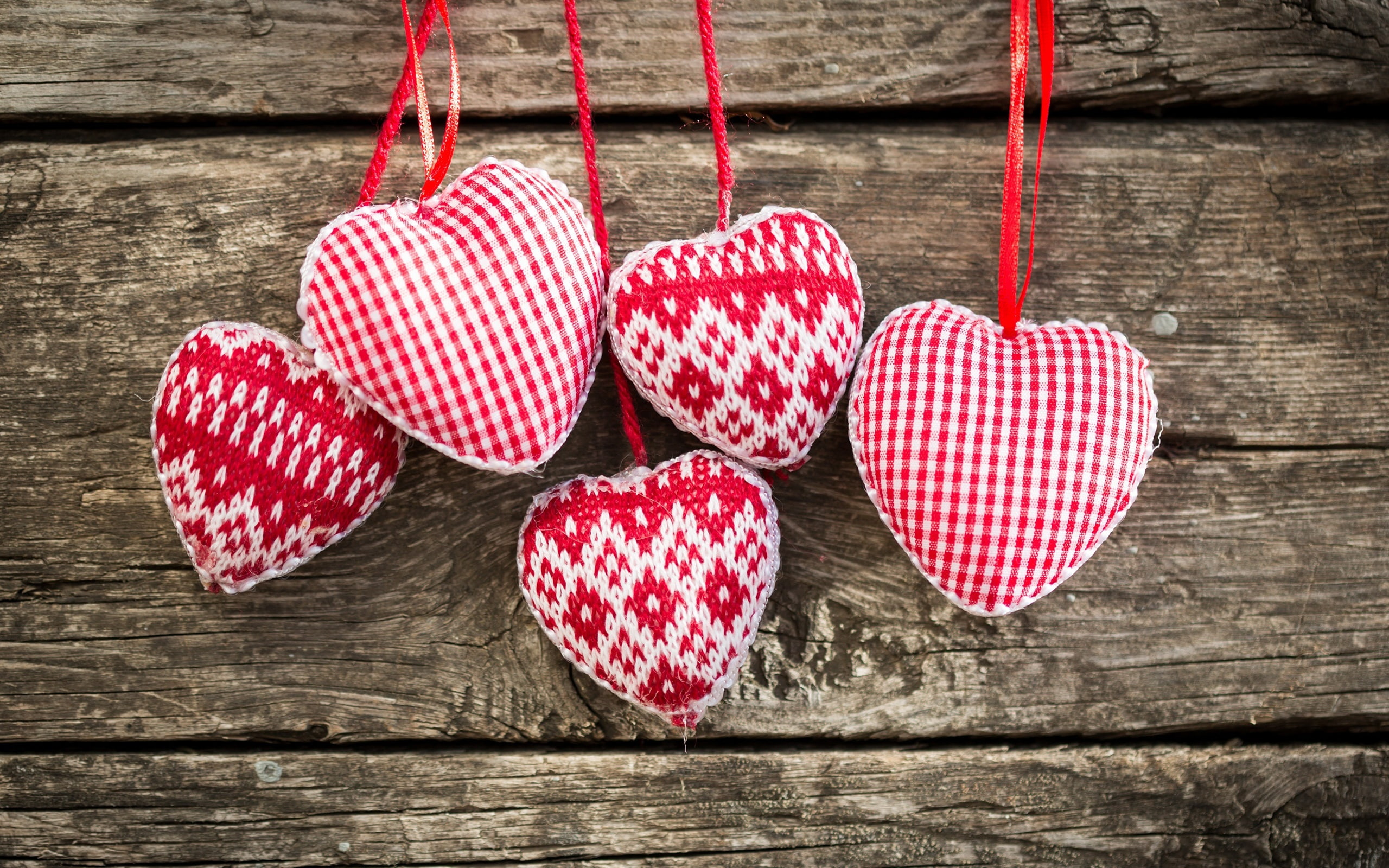 Love, Heart, Art, Knit, Red, 2K, White, HD Wallpaper