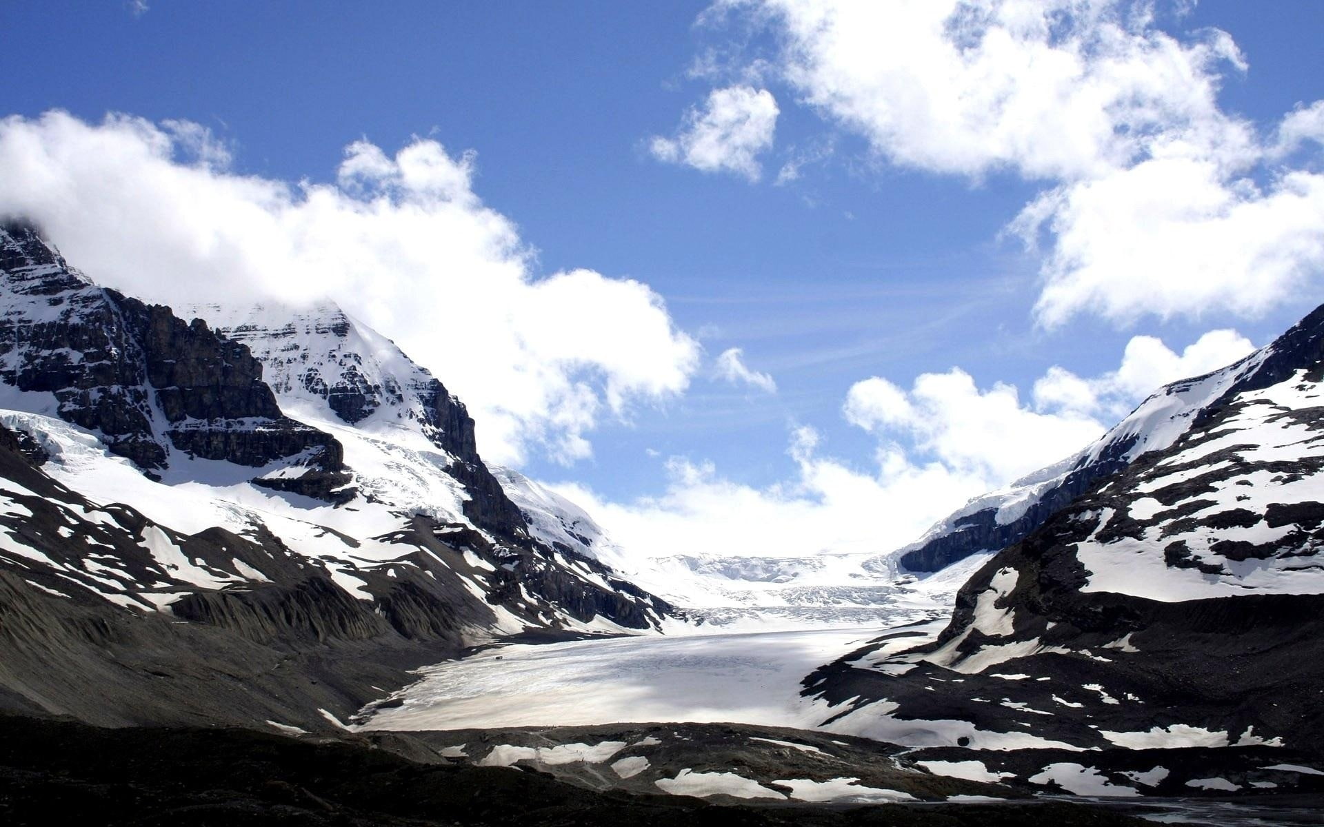 mountain, 1080P, sky, blue, snowy, beneath, HD Wallpaper