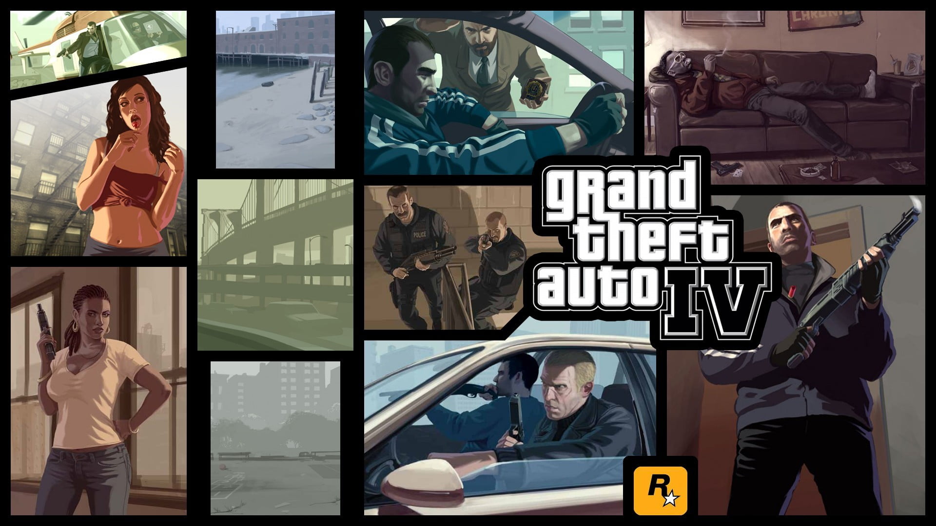 indoors, 1080P, mode of transportation, Grand Theft Auto IV, window, transparent, group of people, young men, representation, text, human representation, HD Wallpaper