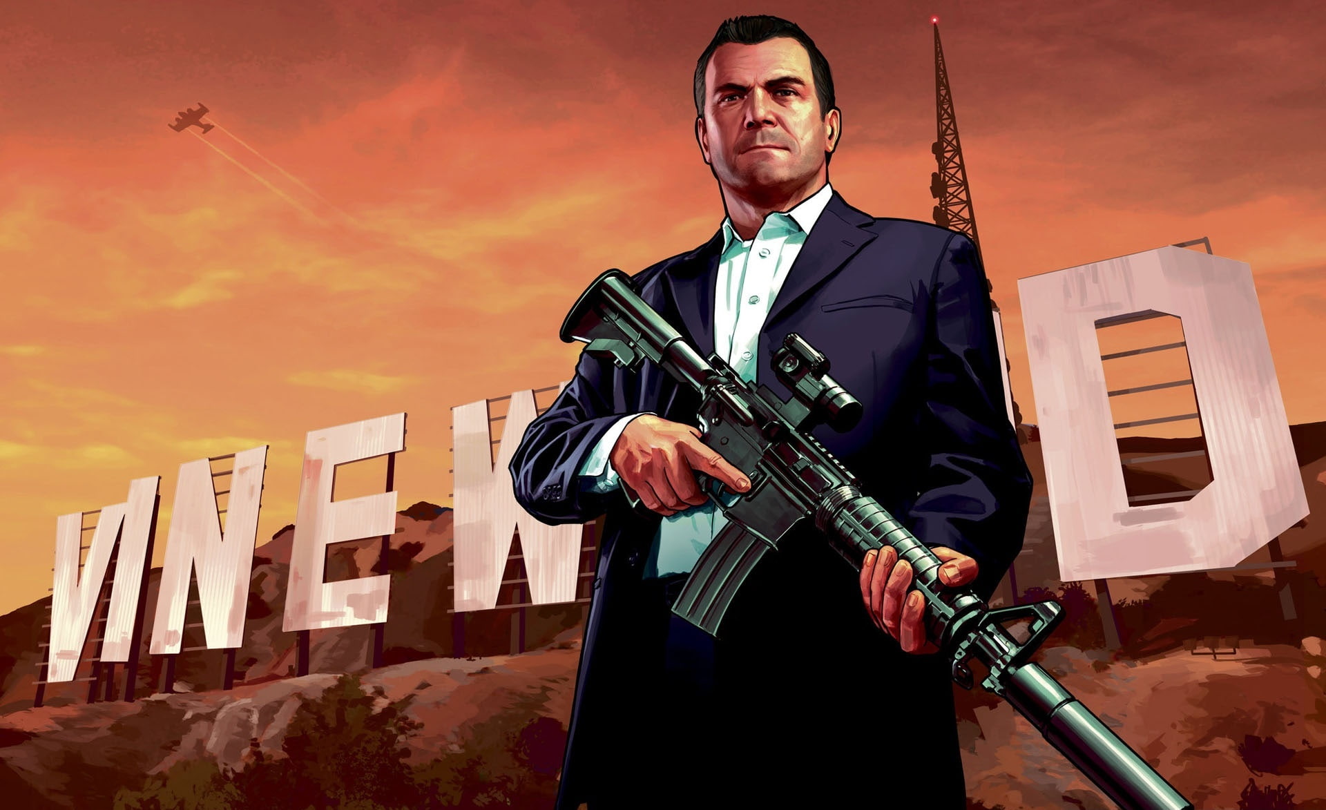 v, real people, lifestyles, built structure, music, hd, one person, theft, grand, leisure activity, gta v, Games, men, musical instrument, holding, 1080P, HD Wallpaper