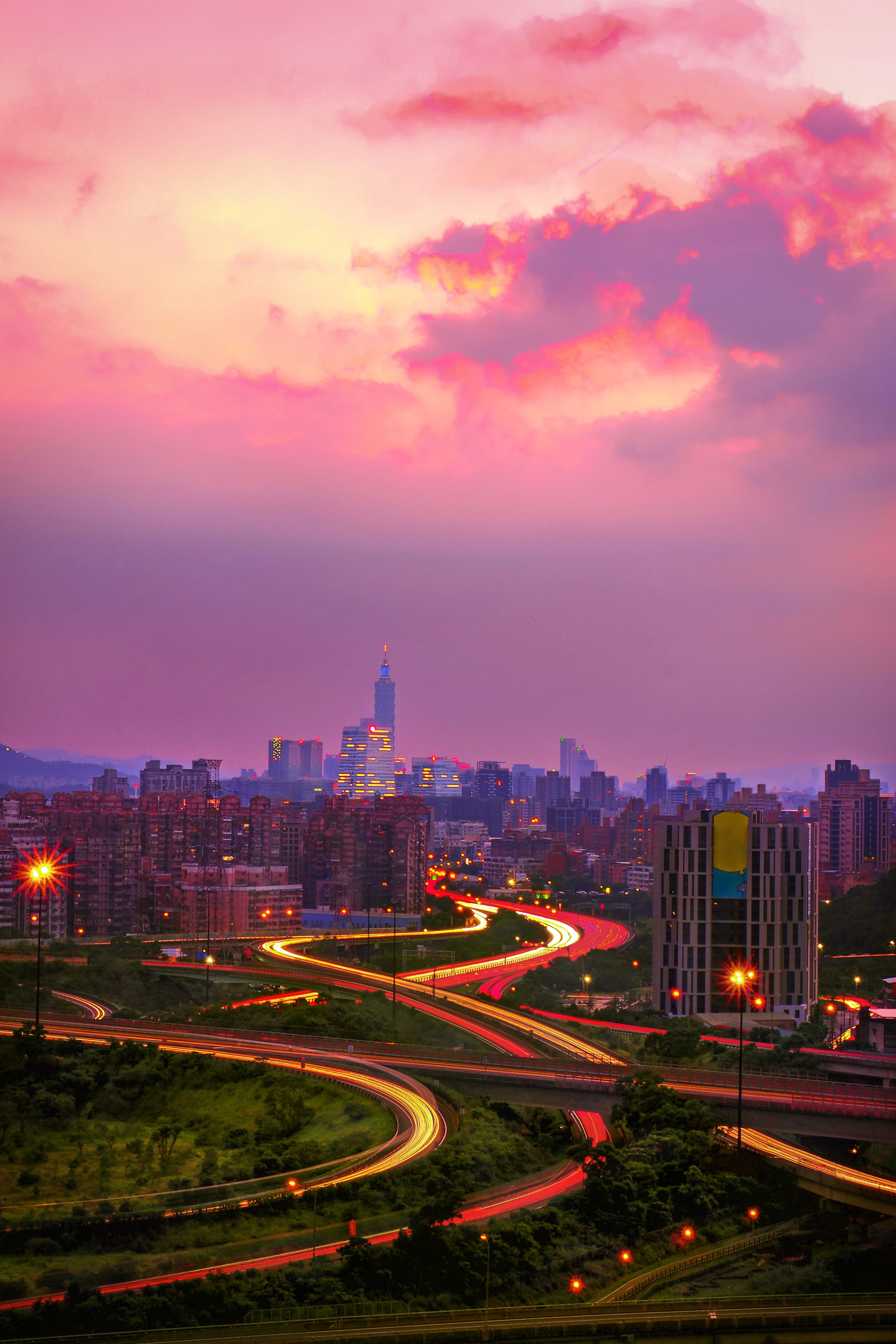 transportation, views, nature, outdoors, building exterior, road, a surname, rails, building, highway, modern, skyscraper, architecture, landscape, built structure, Phone HD Wallpaper