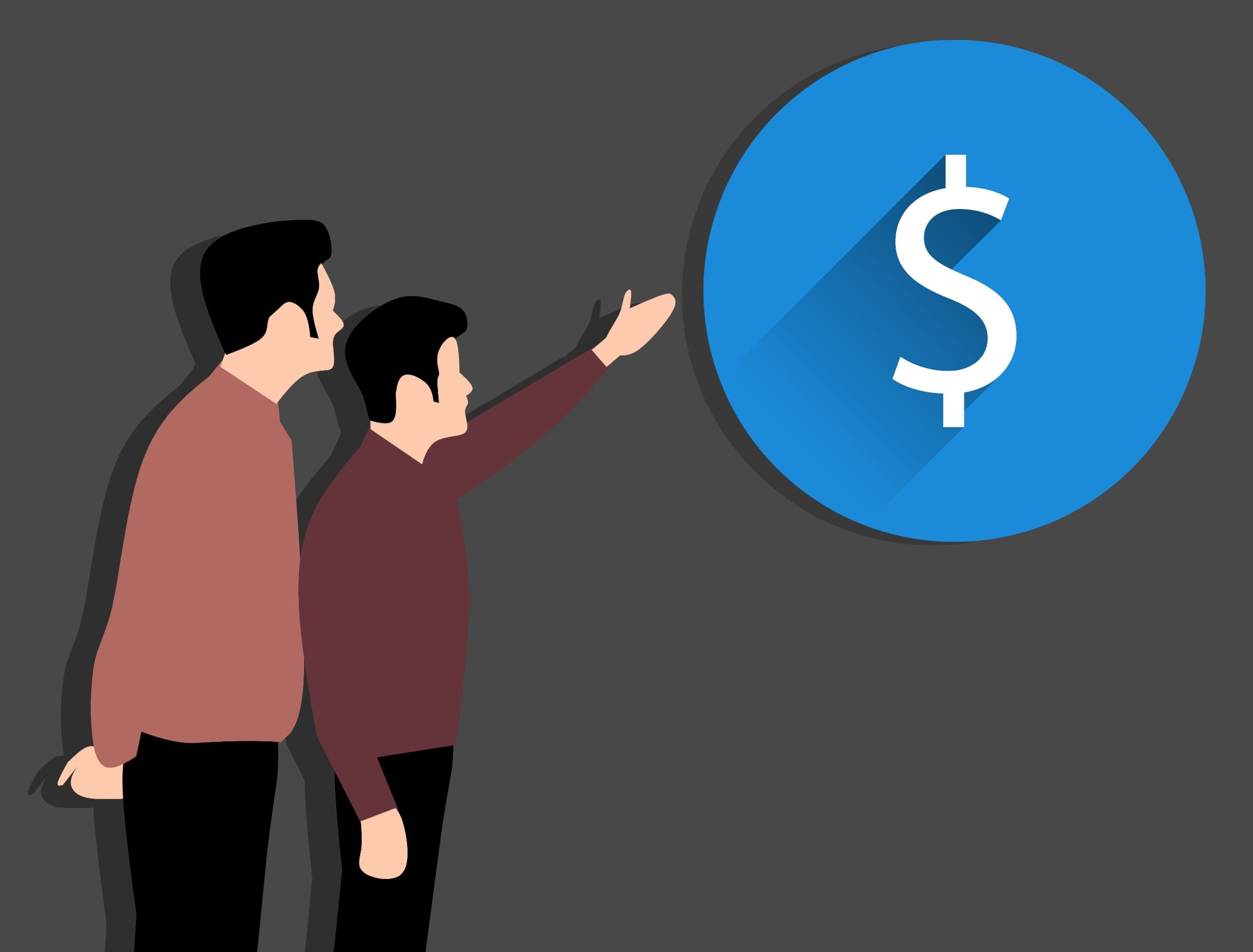 adult, 100 dollar, suit, description, two people, dollar icon, engine, teamwork, standing, talking, target, optimization, sign, looking, showing, businessman, HD Wallpaper