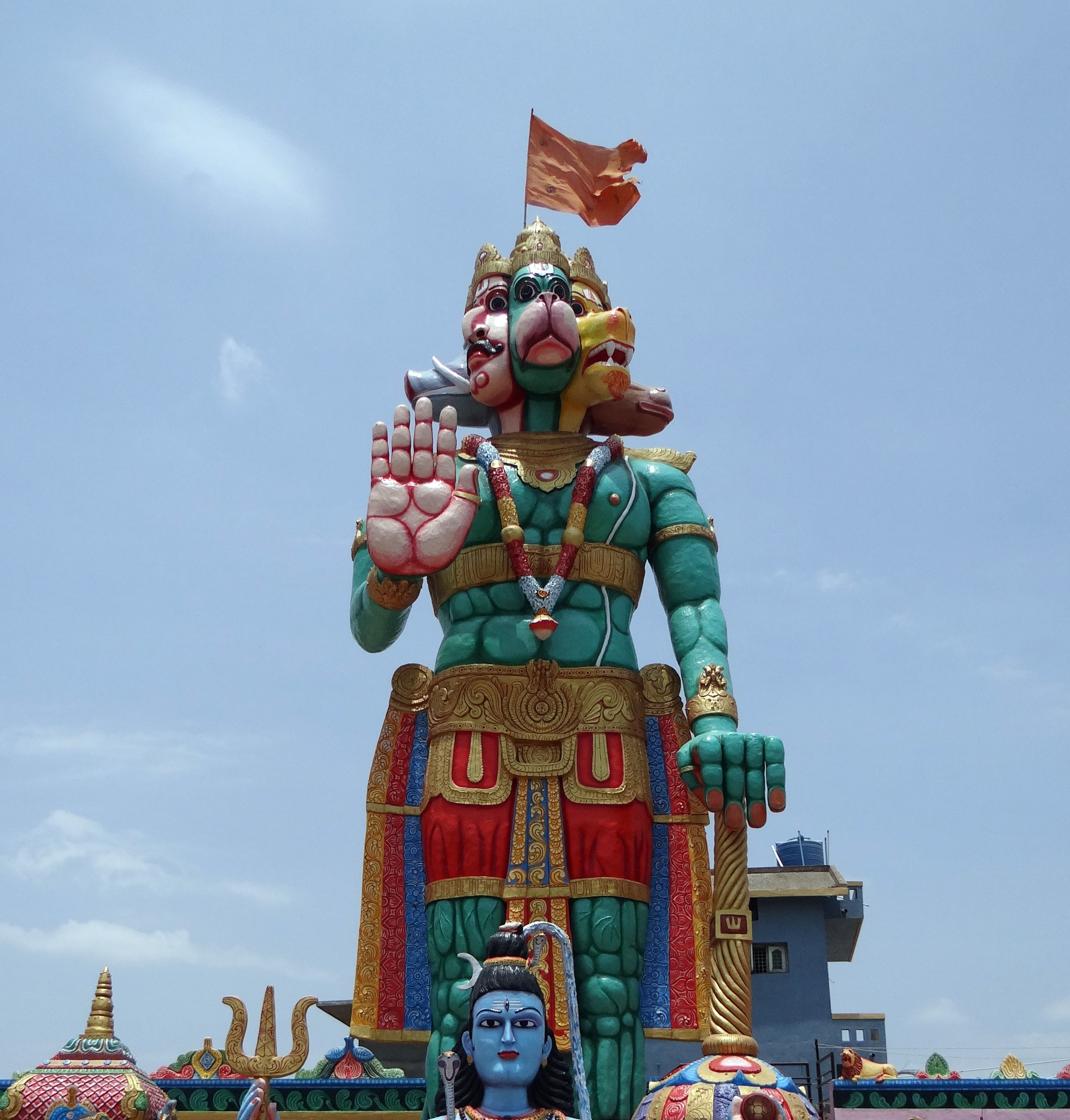outdoors, art and craft, karnataka, no people, built structure, nature, hanuman, place of worship, religion, hinduism, cloud - sky, mythology, sky, india, Phone HD Wallpaper