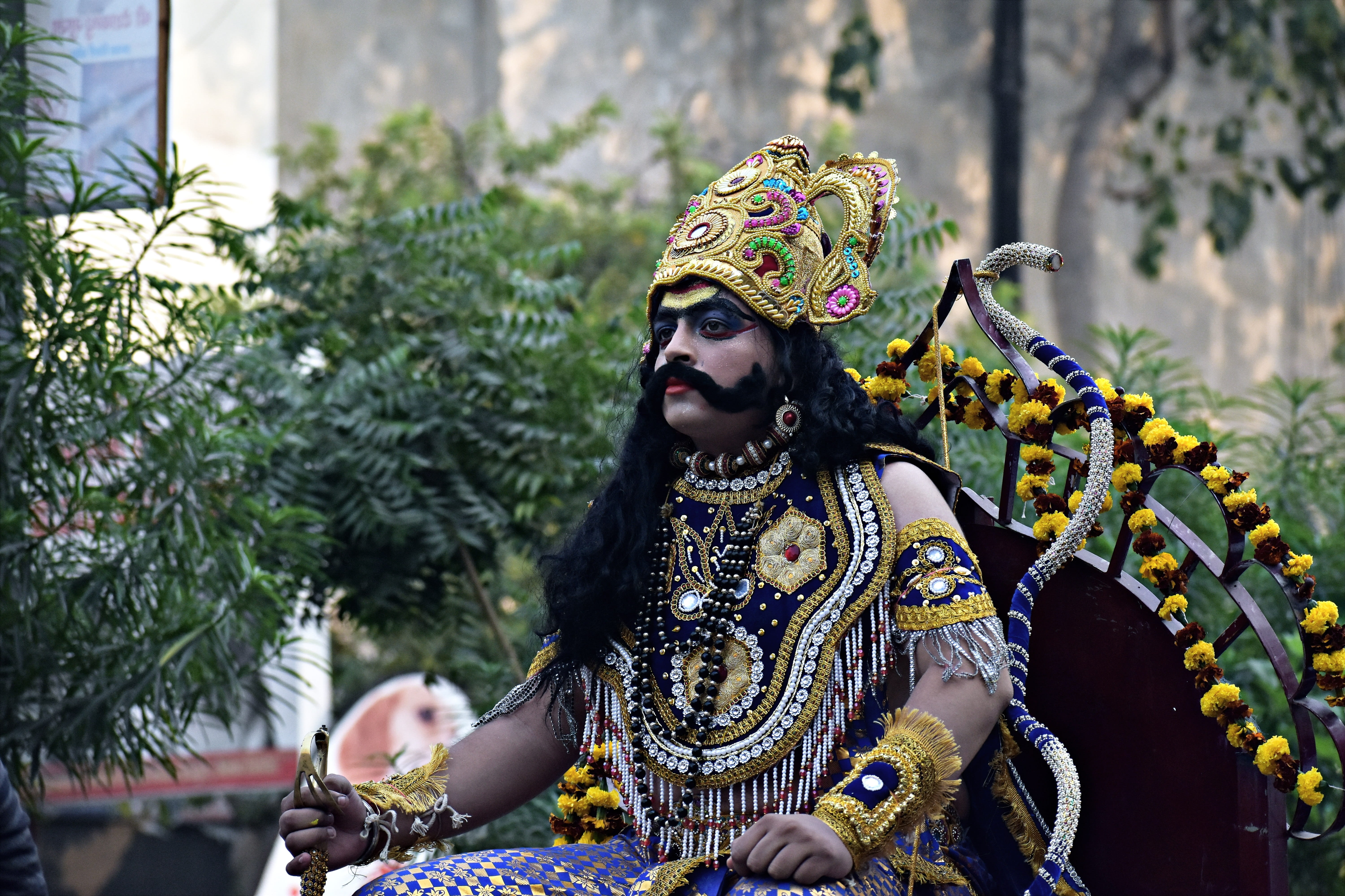 day, 5K, young adult, one person, real people, looking away, celebration, ramayana, headdress, dusshera, headwear, lifestyles, focus on foreground, outdoors, HD Wallpaper