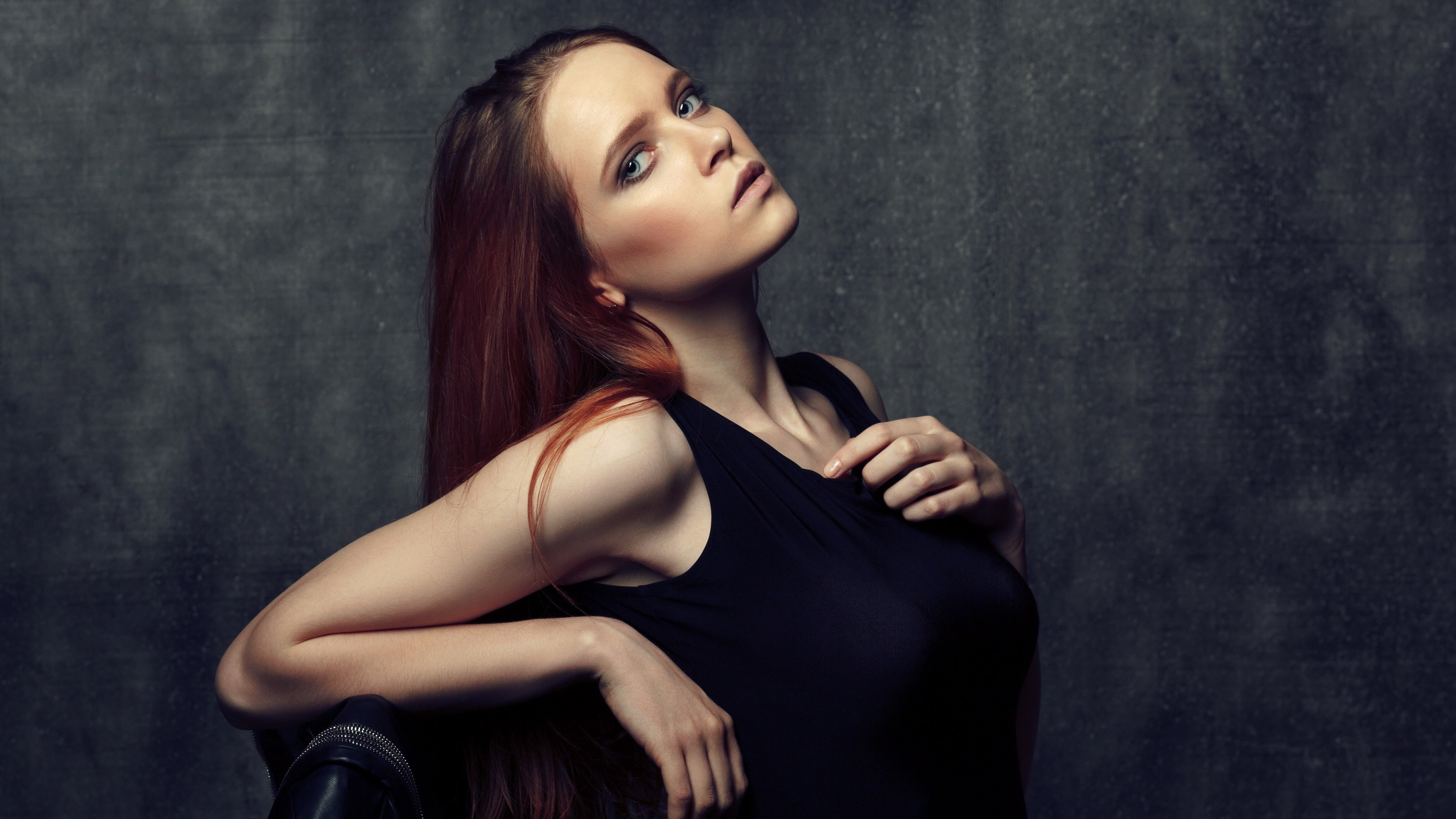 hairstyle, elegance, beautiful woman, young women, adult, contemplation, glamour, indoors, long hair, fashion model, women, modern, 4K, hair, studio shot, HD Wallpaper