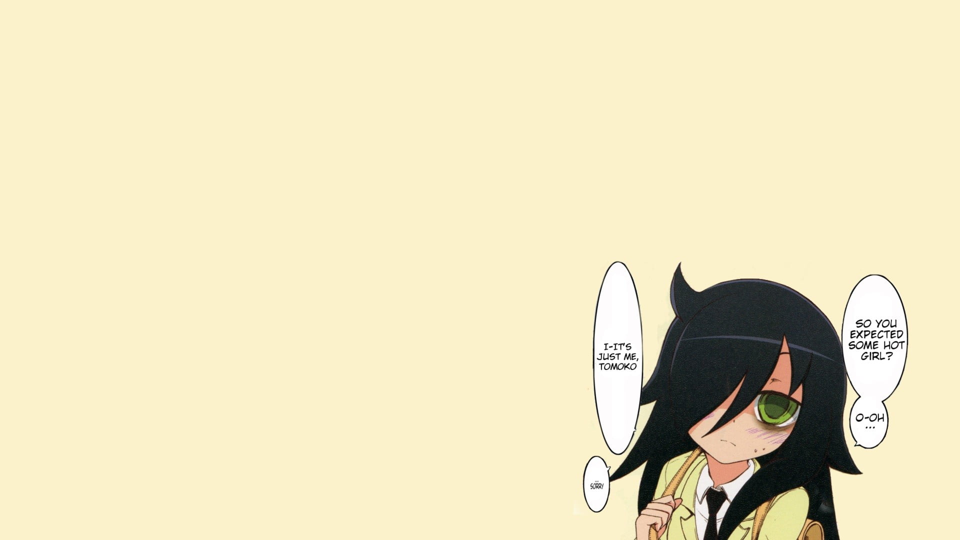 close-up, casual clothing, rock music, text, music, 1080P, yellow, wall - building feature, fashion, cut out, colored background, Watashi ga Motenai no wa Dou Kangaetemo Omaera ga Warui!, HD Wallpaper