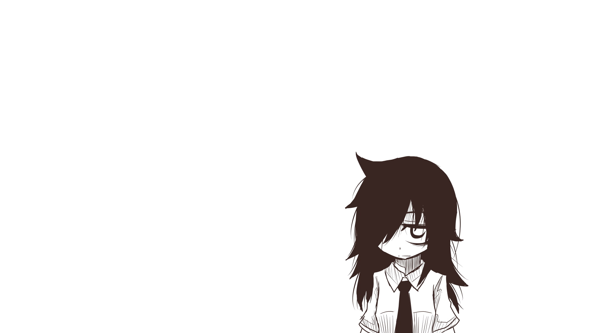 vertebrate, animal representation, clear sky, animal head, representation, pets, dark hair, anime girls, mammal, nature, Tomoko Kuroki, minimalism, animal themes, HD Wallpaper