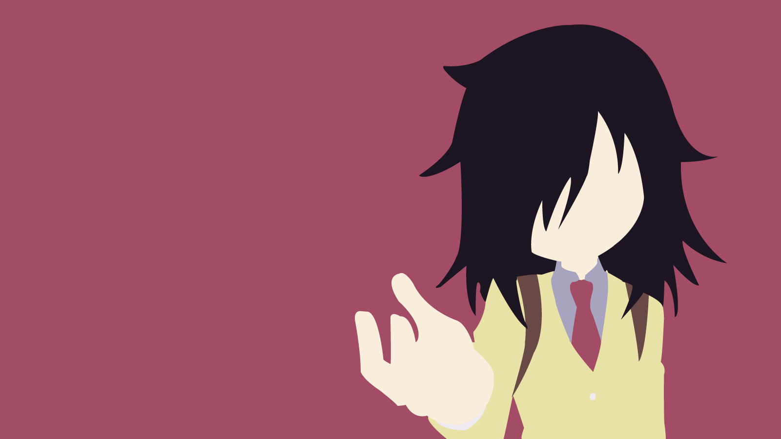 finger, one animal, hairstyle, minimalism, Kuroki Tomoko, copy space, Watashi ga Motenai no wa Dou Kangaetemo Omaera ga Warui!, black color, nature, purple, HD Wallpaper