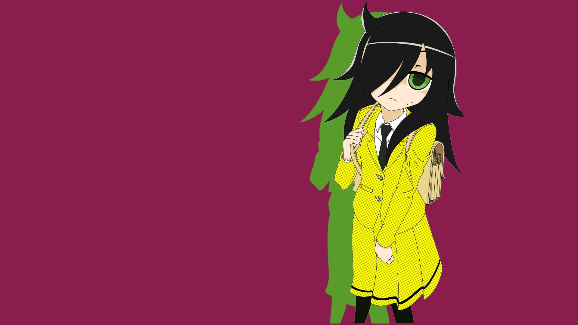art and craft, cut out, adult, anime girls, anime, copy space, purple background, portrait, standing, human representation, Kuroki Tomoko, clothing, colored background, HD Wallpaper