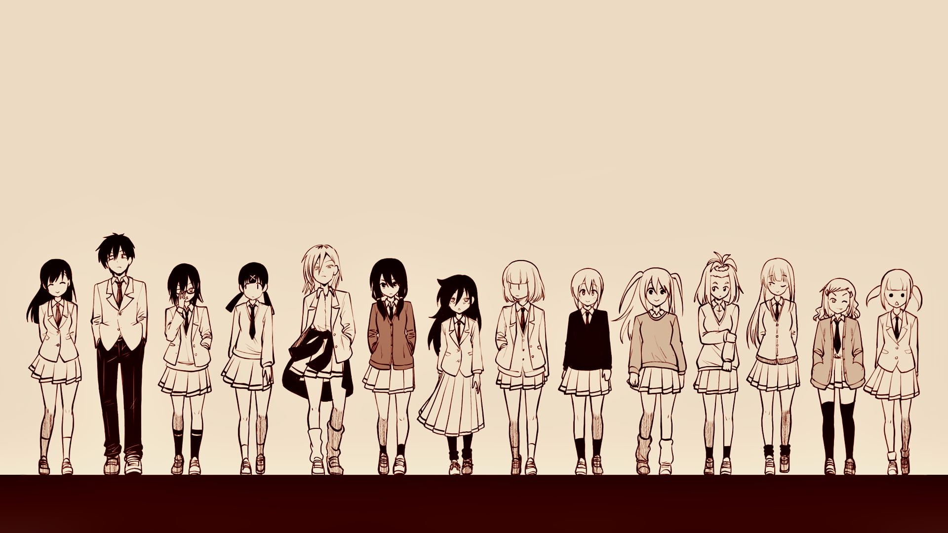 Imae Megumi, Emiri Uchi, Kotomi Komiyama, Futaki, Koharu Minami, simple background, Yuri Tamura, Masaki Yoshida, anime girls, Itō, Kuroki Tomoko, Asuka Katō, HD Wallpaper