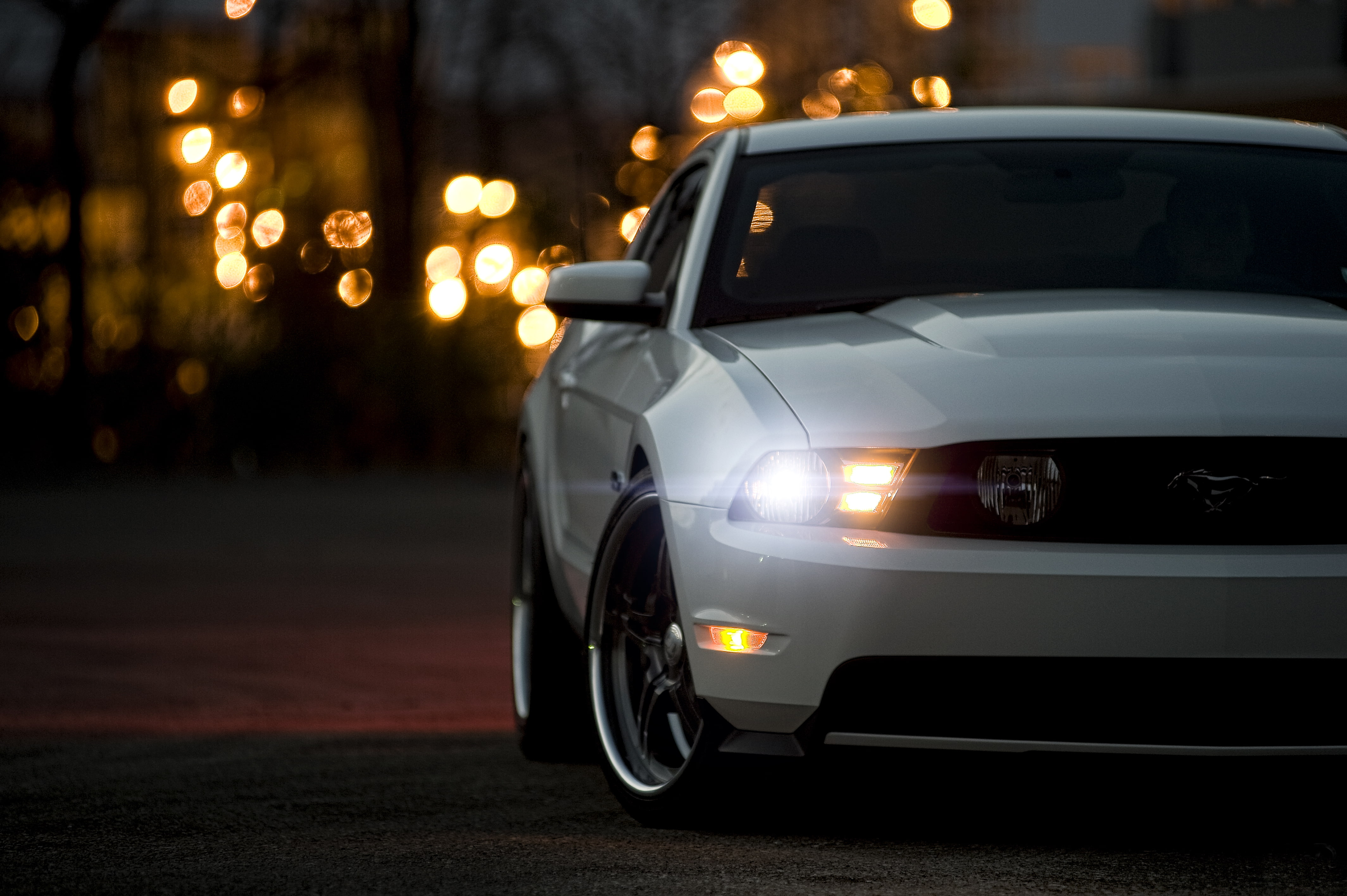 4K, Mustang, muscle car, 5.0, Ford, white, Blik, front, HD Wallpaper