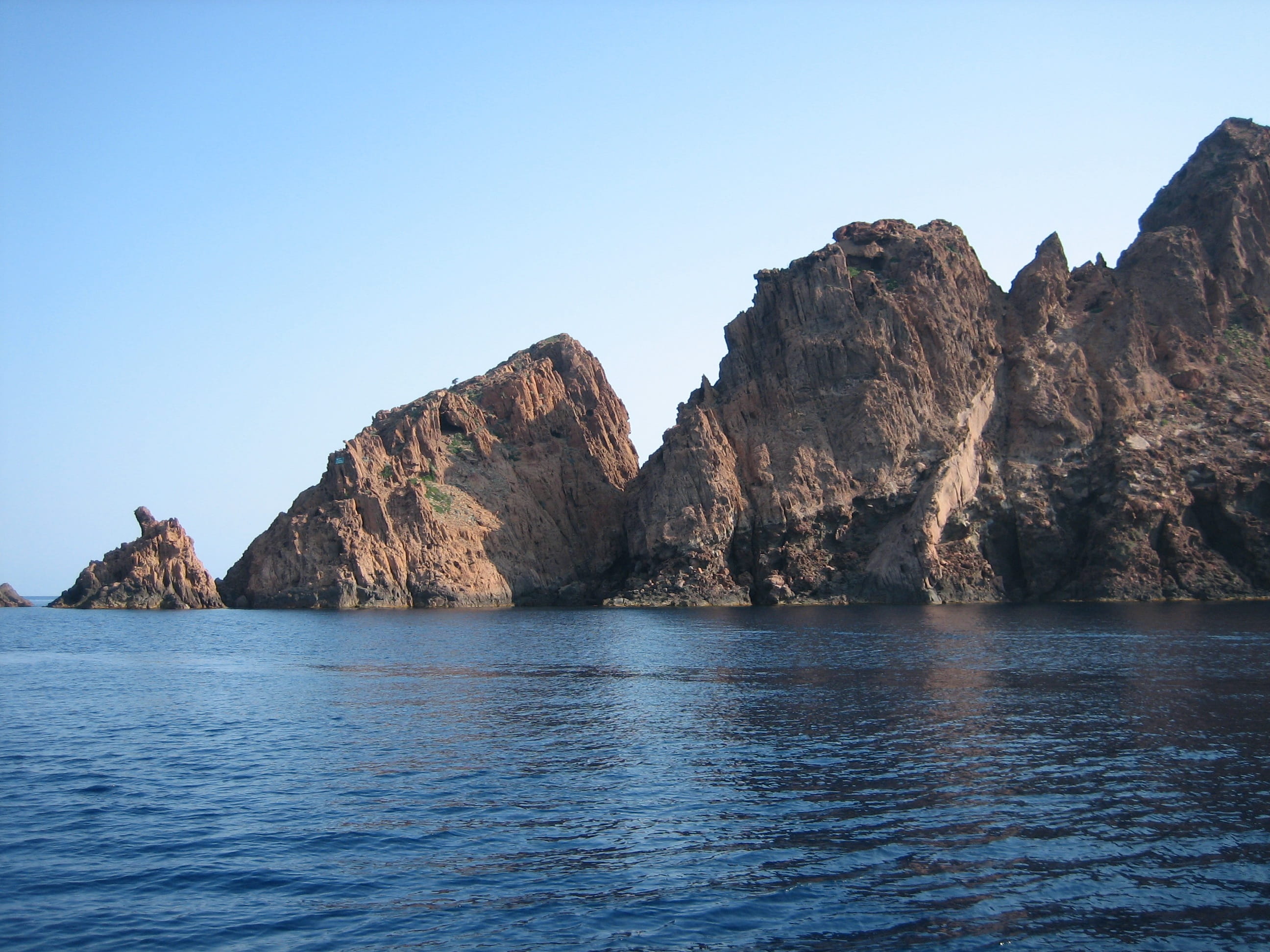 tranquility, clear sky, no people, Corsican, scandola, rock formation, sky, idyllic, reserve, blue, volcanic, scenics, scenics - nature, formation, beauty in nature, HD Wallpaper