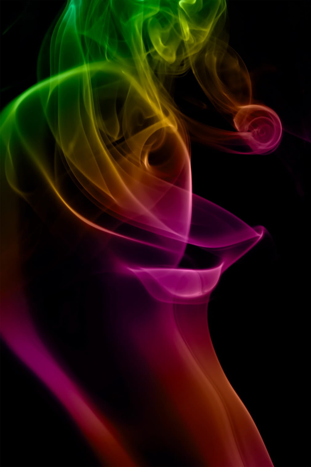 flowing, blurred motion, twirl, green color, glowing, motion, transparent, spirit, indoors, smoke - physical structure, pink color, twisted, isolated, no people, Phone HD Wallpaper