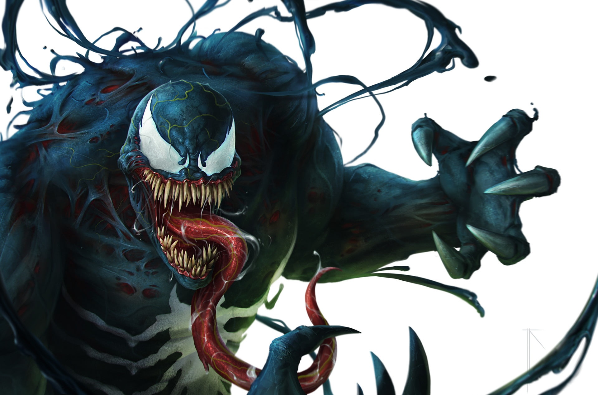 artwork, Venom, Marvel Comics, statue, dragon, architecture, outdoors, day, animal representation, sky, nature, mouth open, low angle view, no people, craft, HD Wallpaper