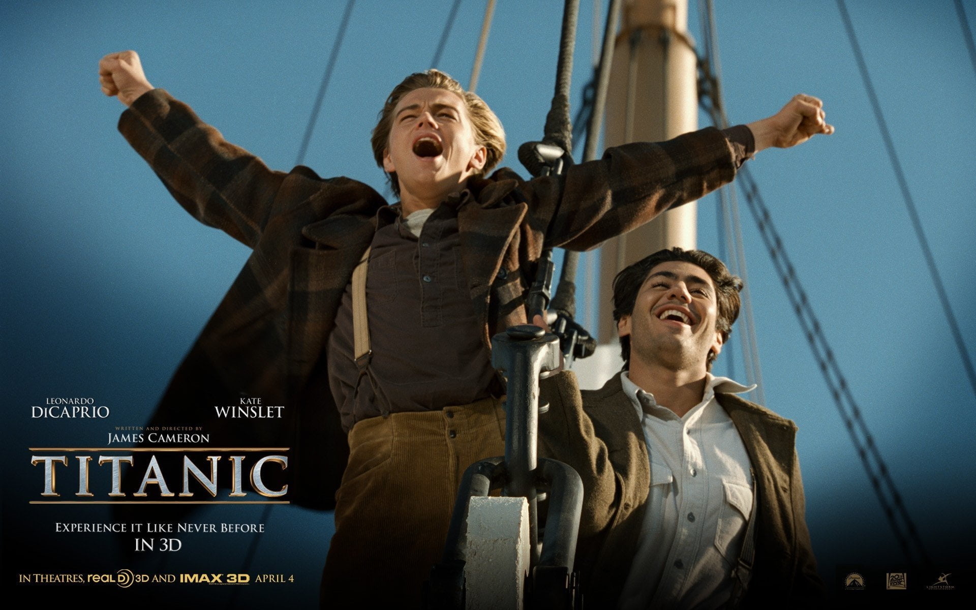 waist up, young adult, sky, holding, government, mouth, mouth open, weapon, men, clothing, low angle view, standing, front view, limb, Titanic, Leonardo Dicaprio, HD Wallpaper