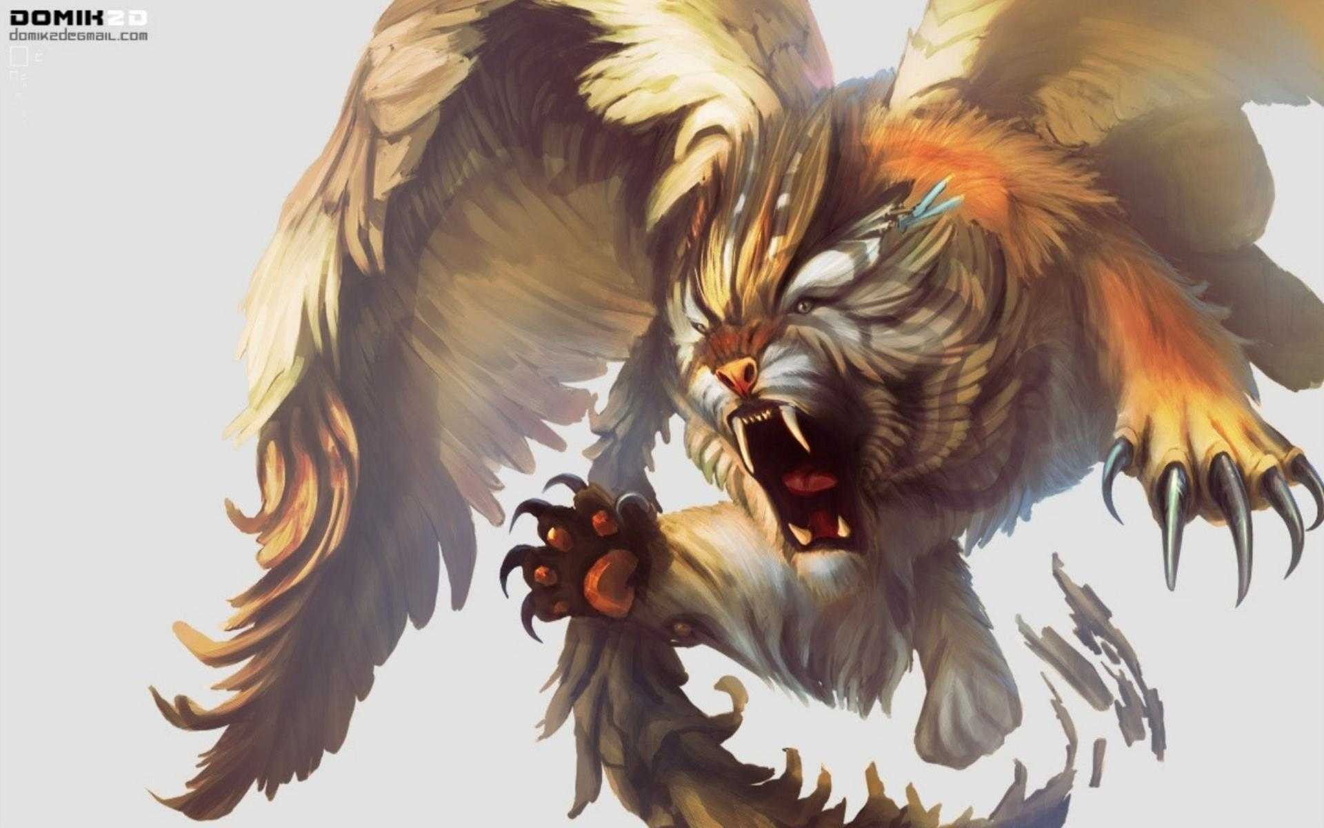 1080P, fantasy art, vertebrate, mammal, animal representation, bird, representation, aggression, day, sky, one animal, low angle view, animal, outdoors, HD Wallpaper