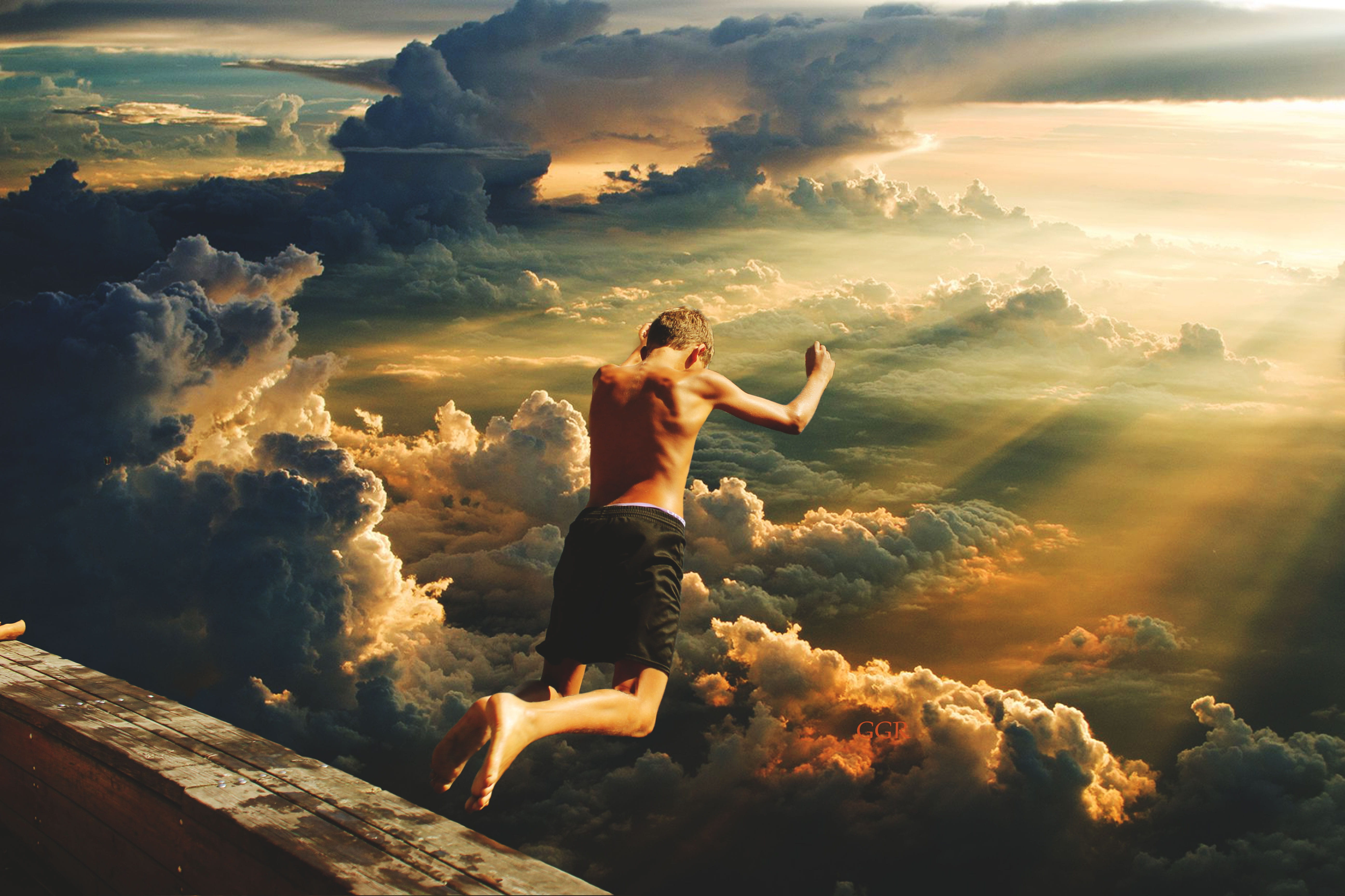 limb, digital composite, human body part, full length, boy, human arm, went, tranquil scene, scenics - nature, jumped, lifestyles, Go, leisure activity, HD Wallpaper