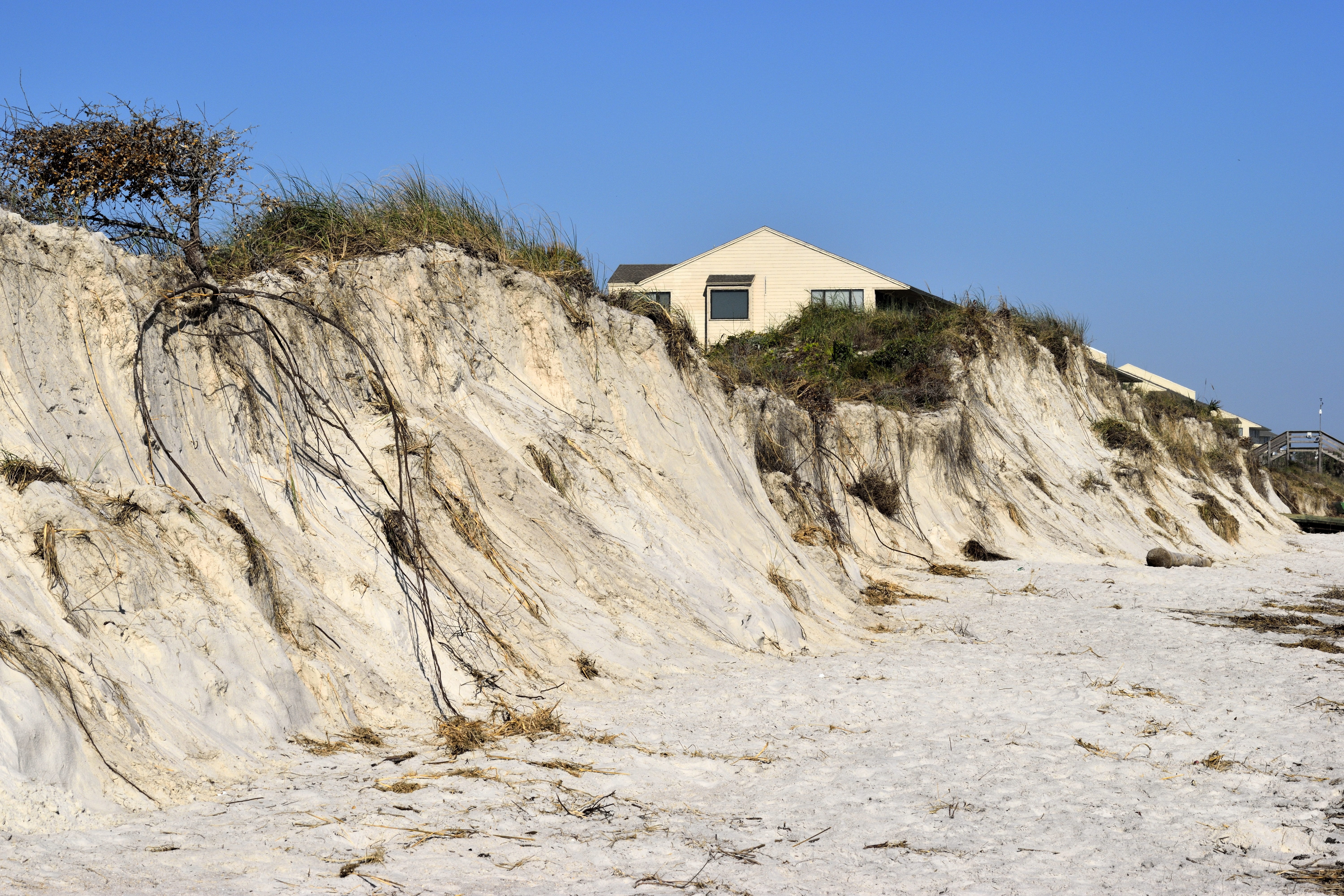 5K, rock - object, matthew, seagrass, clear sky, Hurricane Matthew, destruction, damage, tropical, beach, mountain, eroding, sky, travel Locations, natural, HD Wallpaper