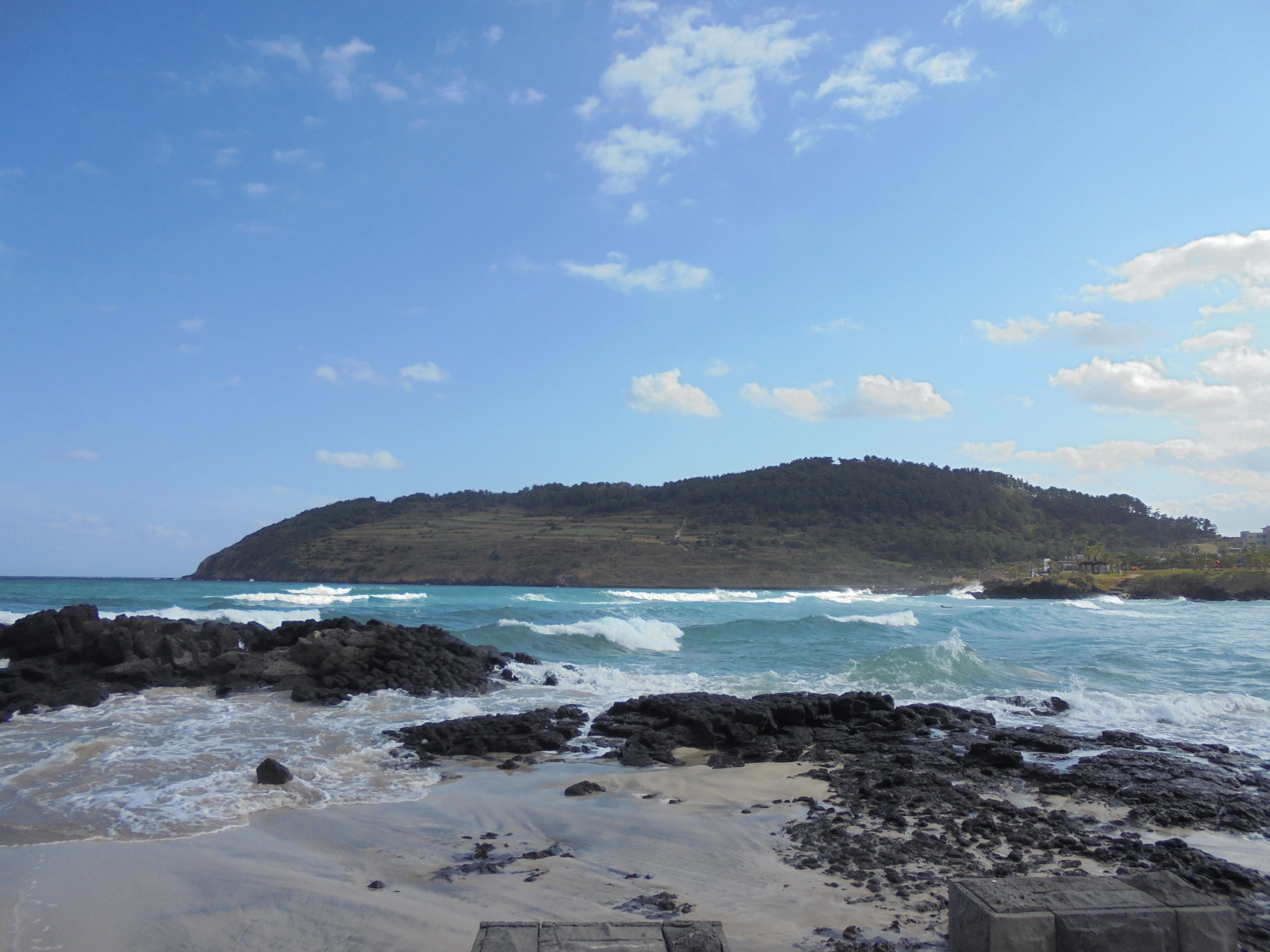 shore, rocky coastline, olle gill, sky, muzzle, scenery, tranquil scene, 5K, sea, beauty in nature, no people, tranquility, horizon over water, jeju, blue sea, HD Wallpaper