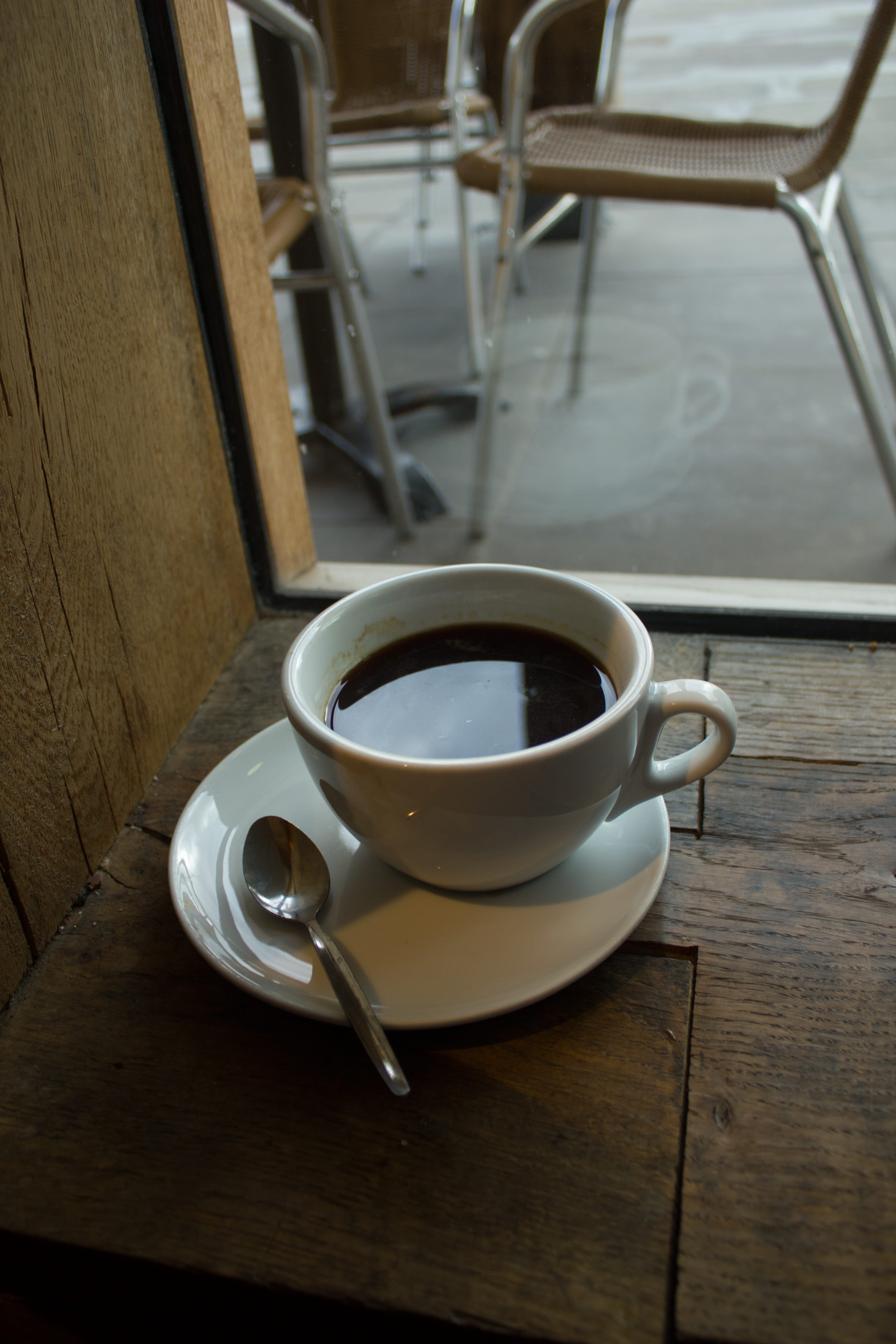 coffee - drink, non-alcoholic beverage, saucer, peaceful, wood, spooon, food and drink, coffee, blck, crockery, freshness, window, drink, costa, coffee cup, Phone HD Wallpaper