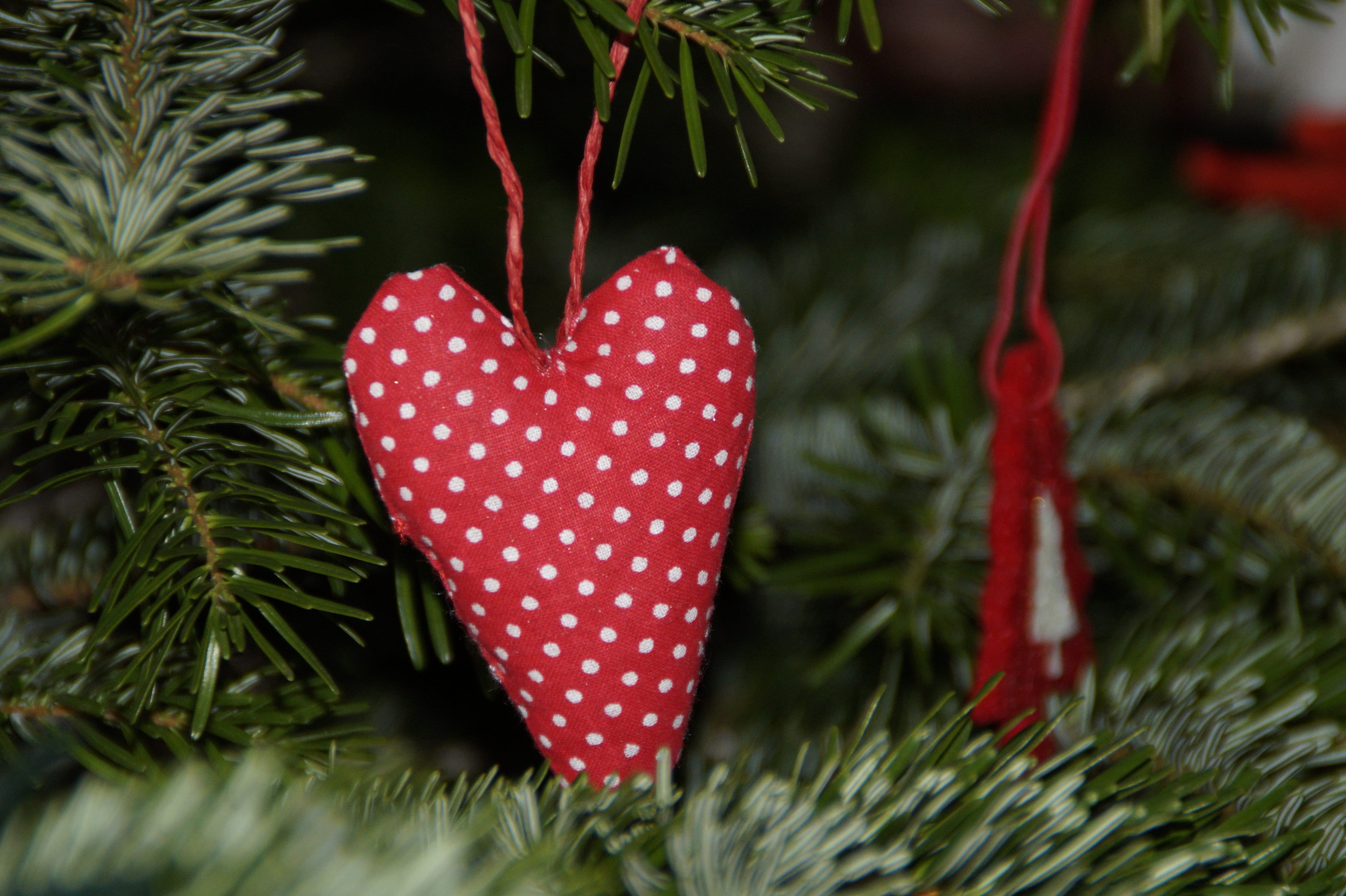 weihnachtsbaumschmuck, tree decorations, tree, Tilda, christmas ornament, polka dot, Christmas, christmas decoration, decorate, no people, red, decorated, HD Wallpaper
