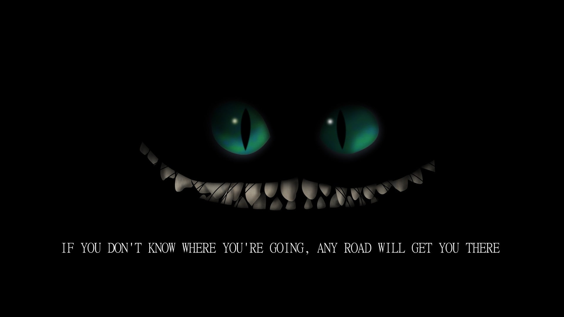 dark, Cheshire Cat, eyes, 1080P, typography, HD Wallpaper