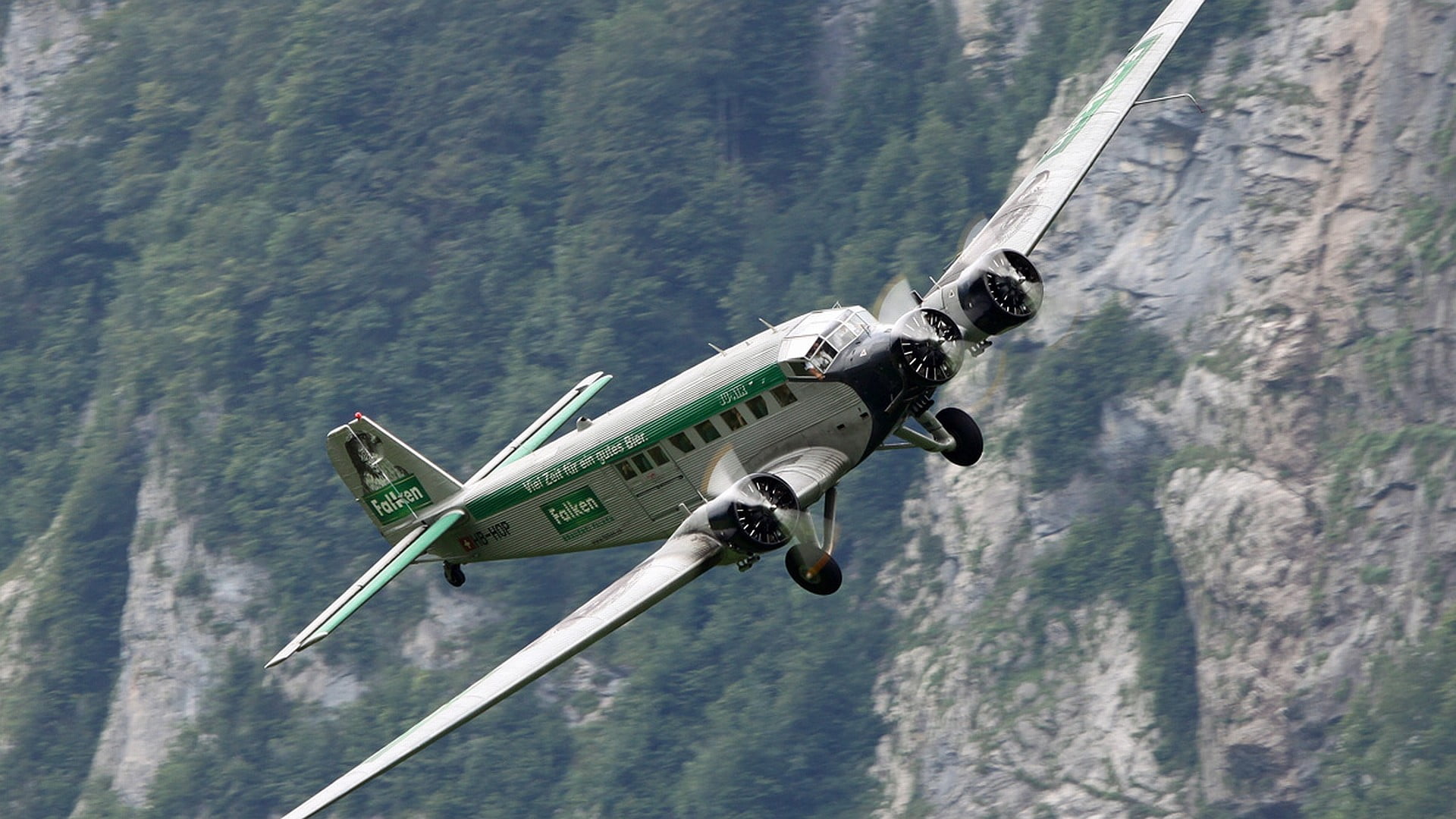 mid-air, plane, airplane, transportation, wings, 1080P, water, no people, mode of transportation, sea, nature, Junkers Ju 52/3m, on the move, day, military, HD Wallpaper