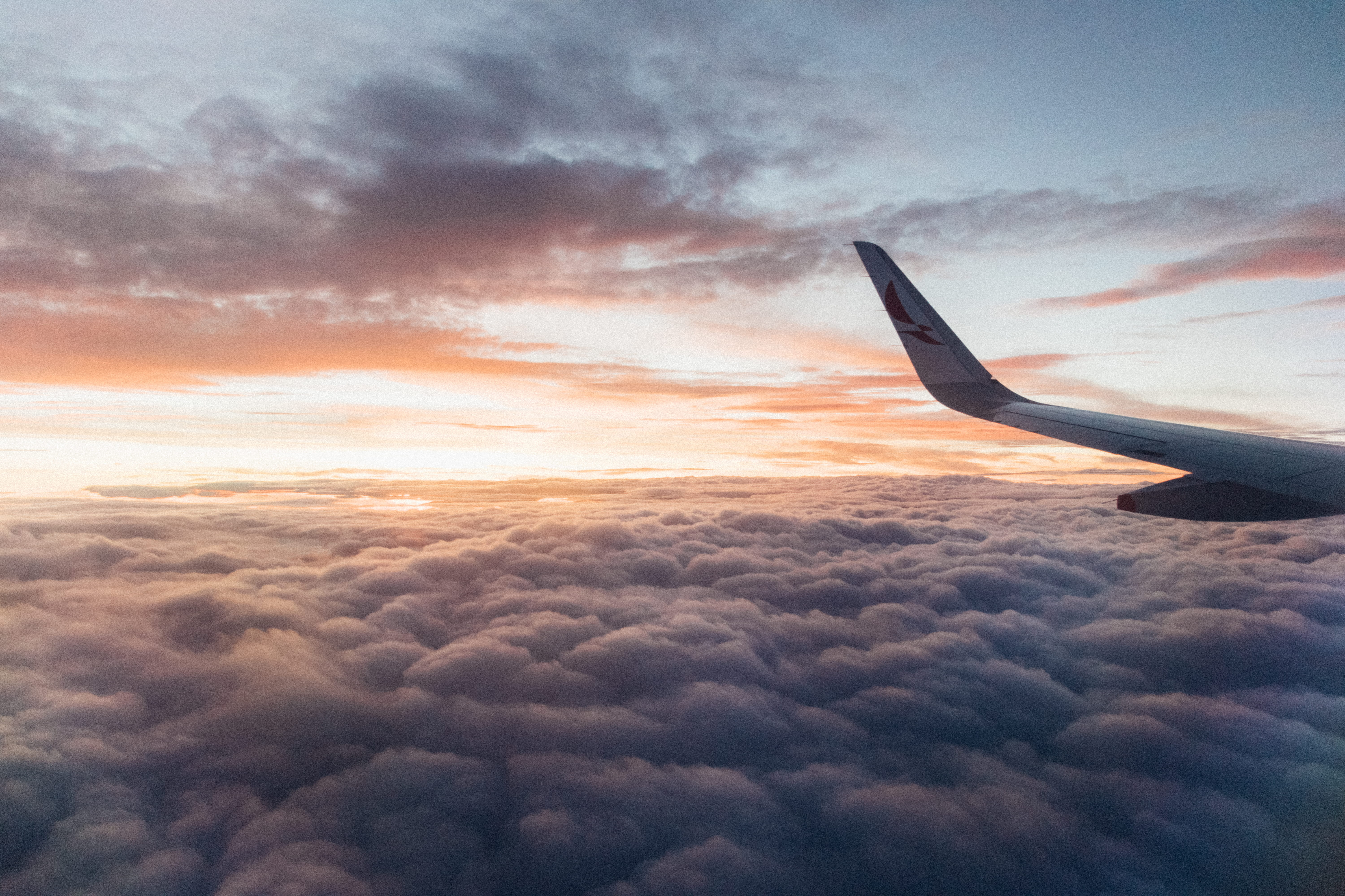 beauty in nature, idyllic, travelling, transportation system, journey, wing, cloudy, 5K, meteorology, sunset, airliner, above, sea, travel, scenic, aviation, HD Wallpaper