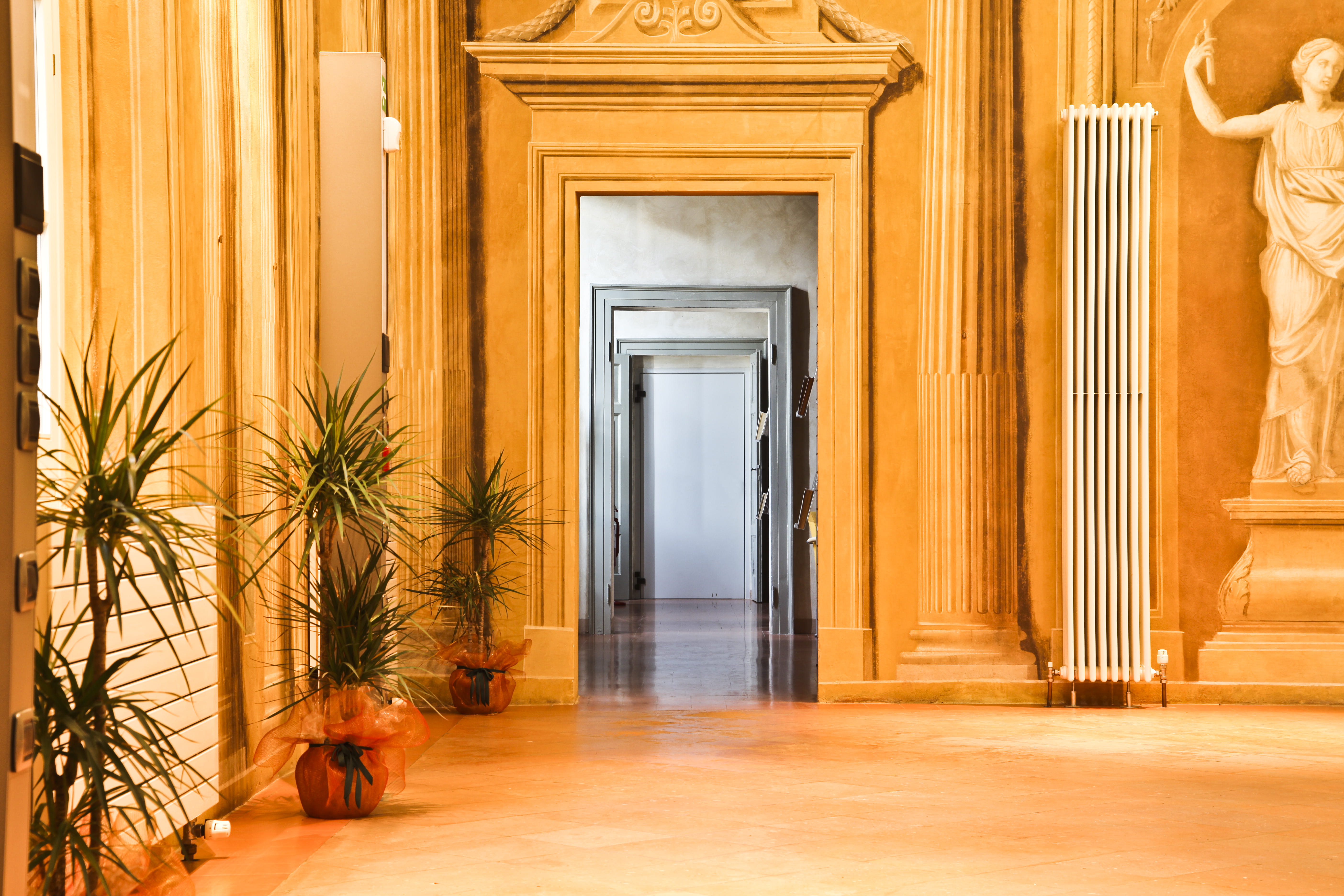 day, potted, palace, entrance hall, window, corridor, statue, residential district, leafed, architecture, luxury, arcade, doorway, 5K, wall, door, column, HD Wallpaper