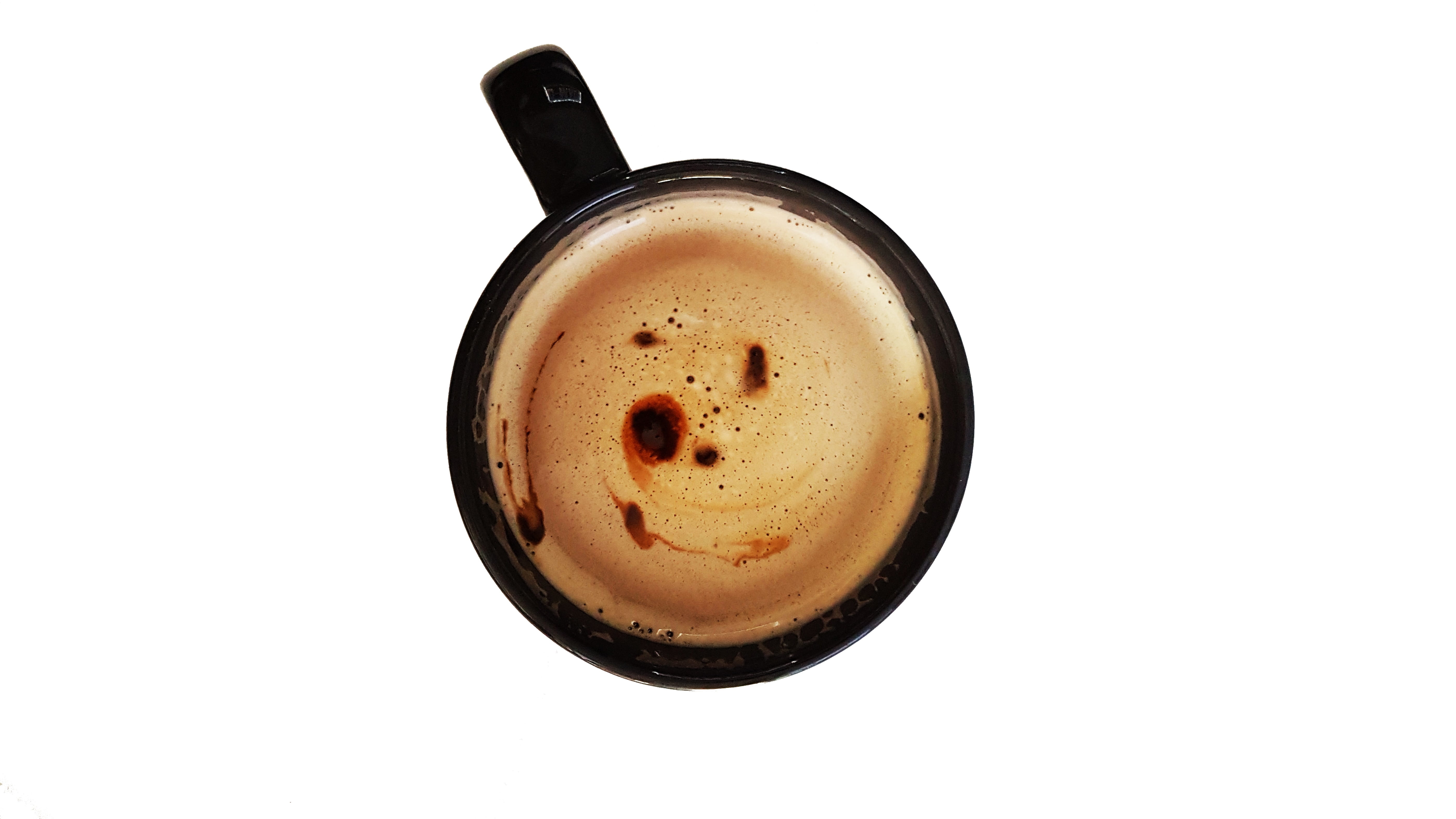 indoors, studio shot, coffee break, breakfast, white background, directly above, froth, coffee - drink, delicious, brown, refreshment, drink, food and drink, HD Wallpaper