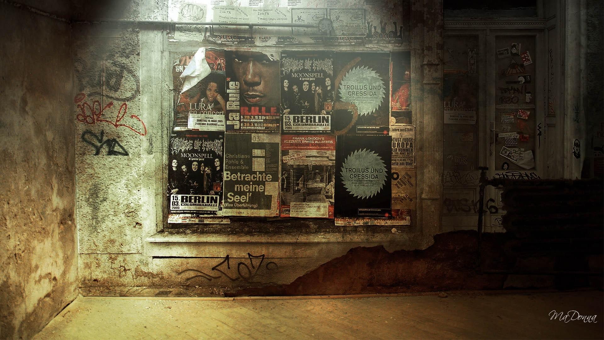 3d and abstract, posters, firefox persona, fliers, vintage, 1080P, dark, wall, HD Wallpaper