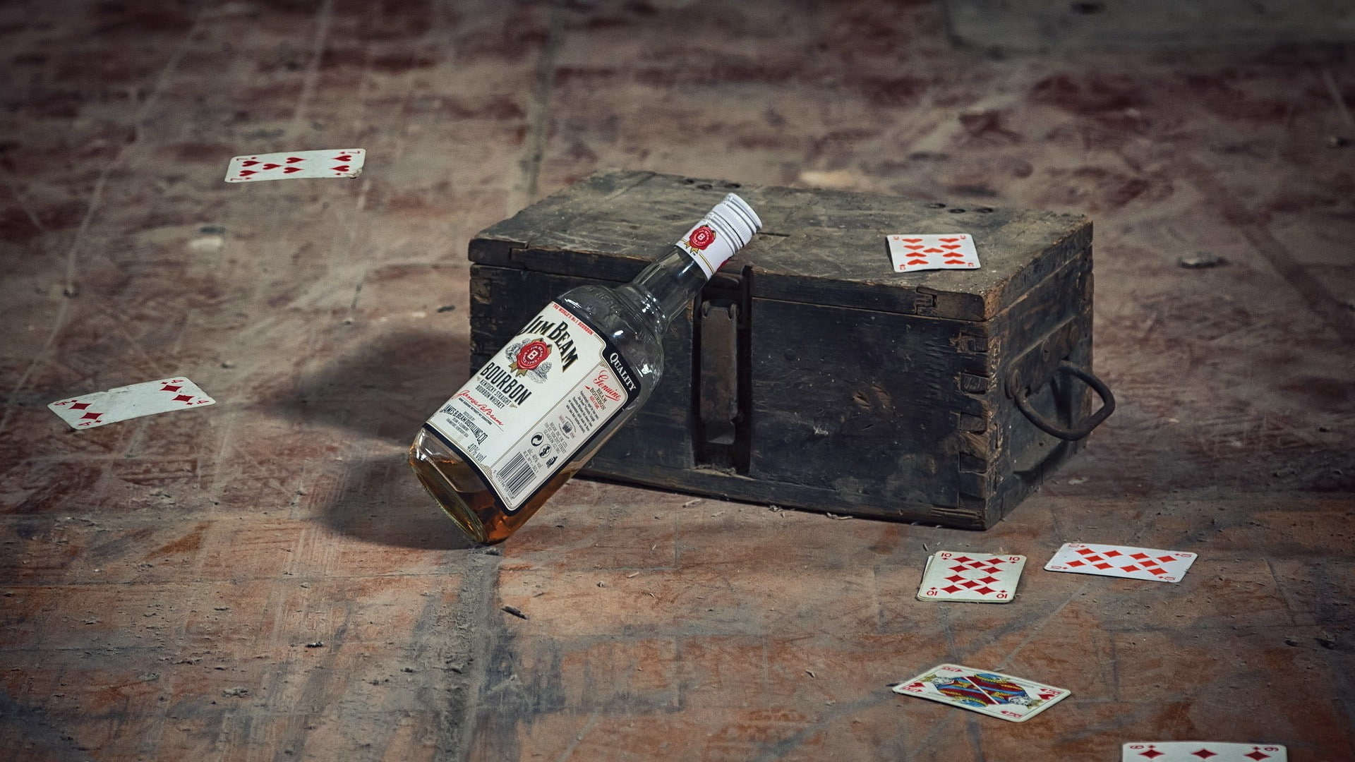 game of chance, group of objects, indoors, no people, economy, cards, alcohol, currency, finance, wood - material, 1080P, playing cards, flooring, gambling, HD Wallpaper