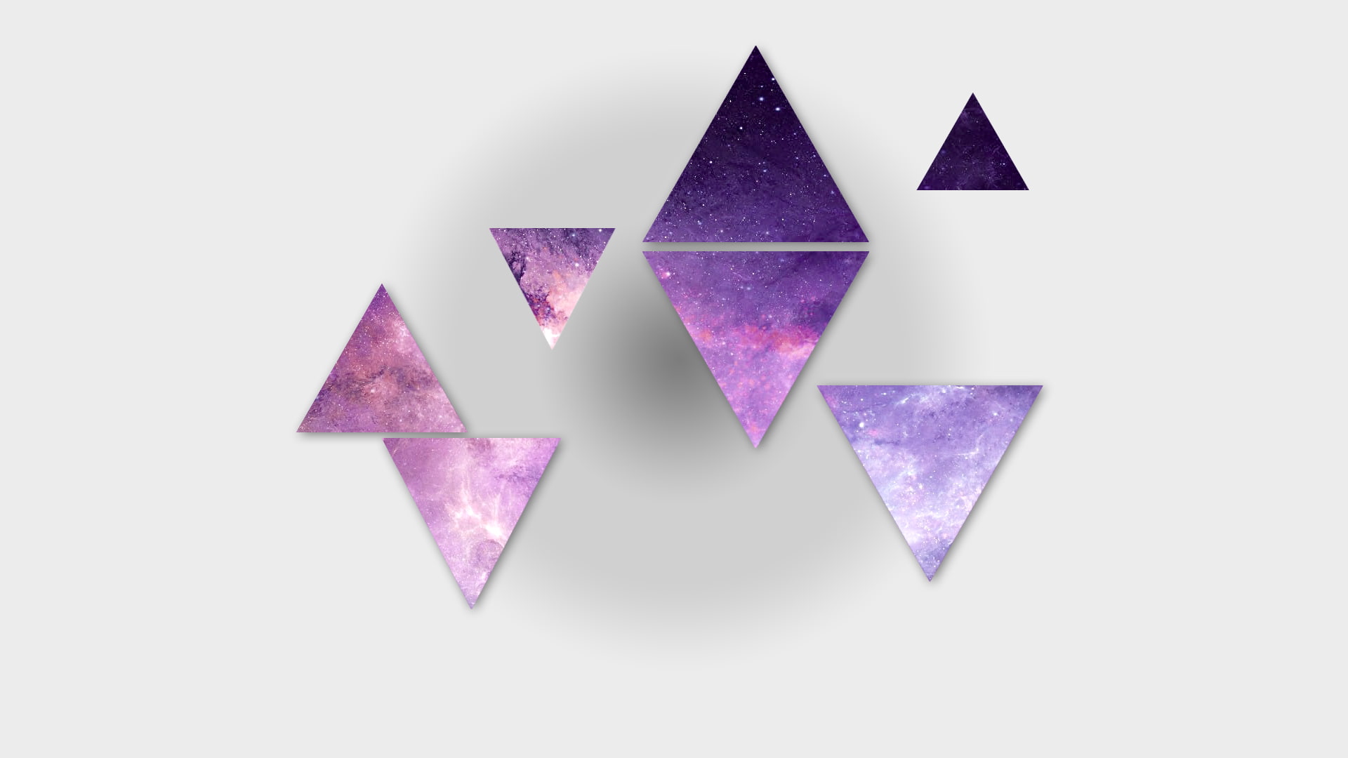 digital composite, still life, symmetry, 1080P, no people, contrast, space, design, triangle, purple, shape, creativity, white background, multi colored, HD Wallpaper