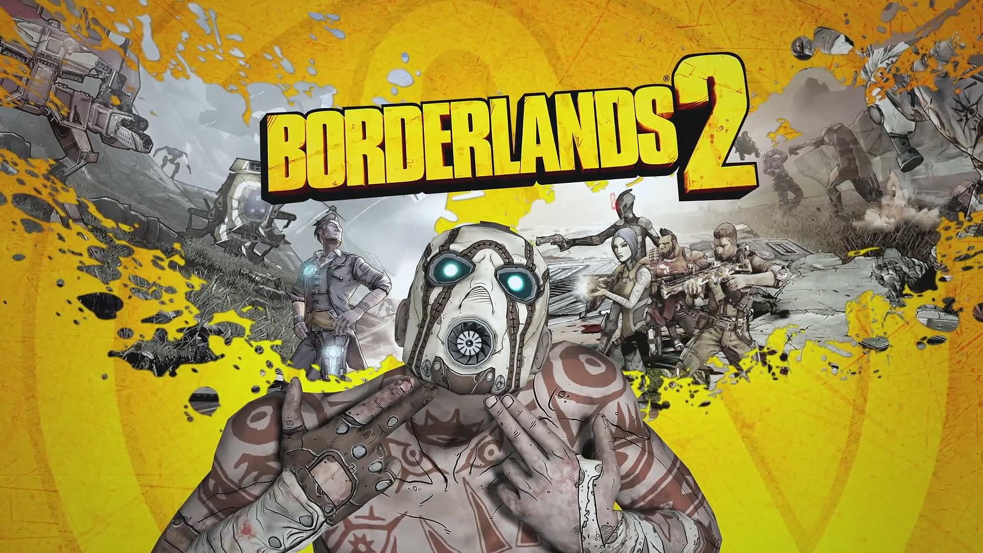 co op, shooter, 1080P, borderlands 2, grundge, violence, yellow, hd, borderlands, fps, HD Wallpaper