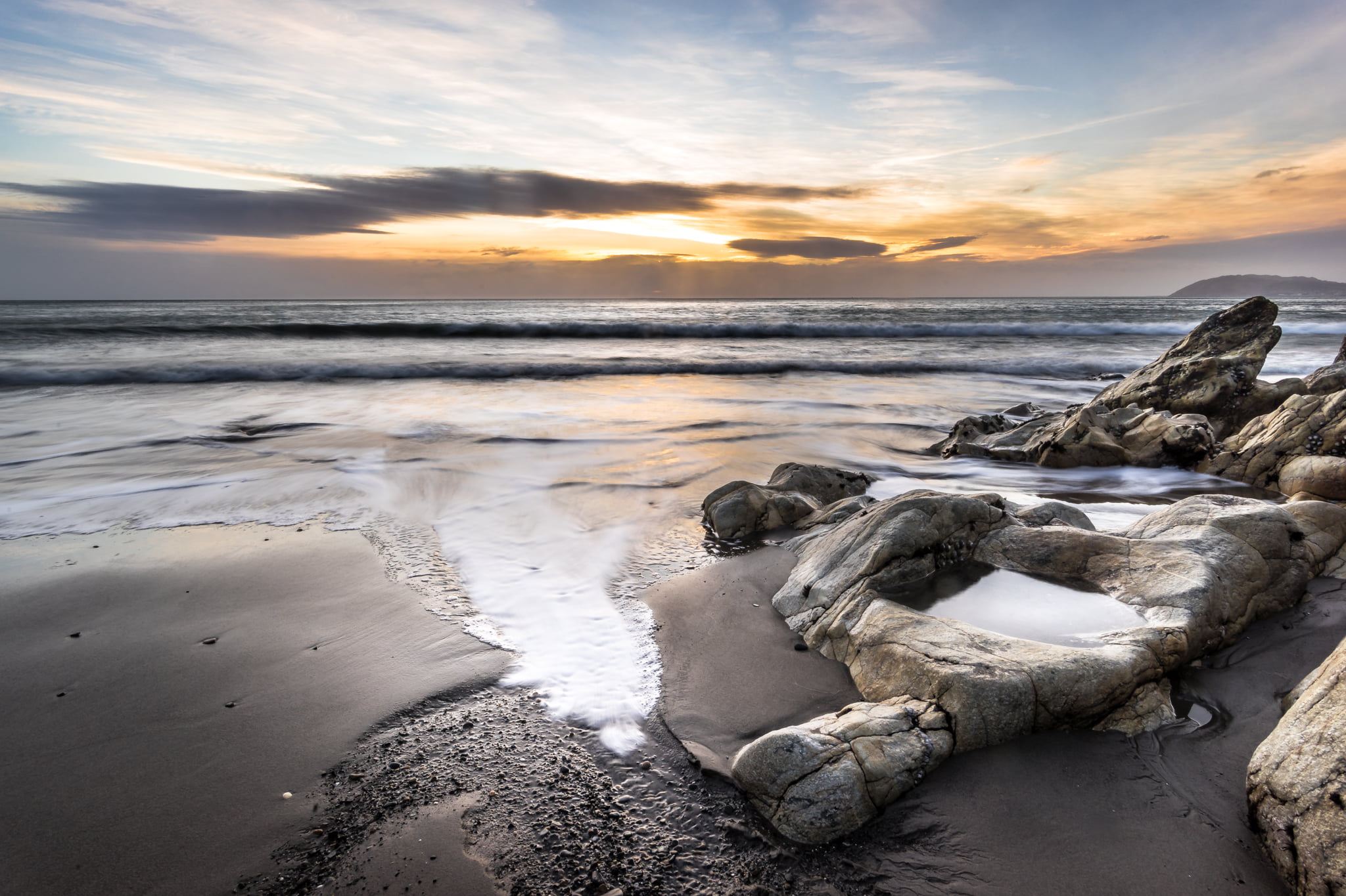 Sunrise, travel, seascape, sunset, photo, outdoors, Dalkey, dawn, rocks, rock - Object, clouds, sony a7, landscape, sunset  beach, konica minolta, white, HD Wallpaper