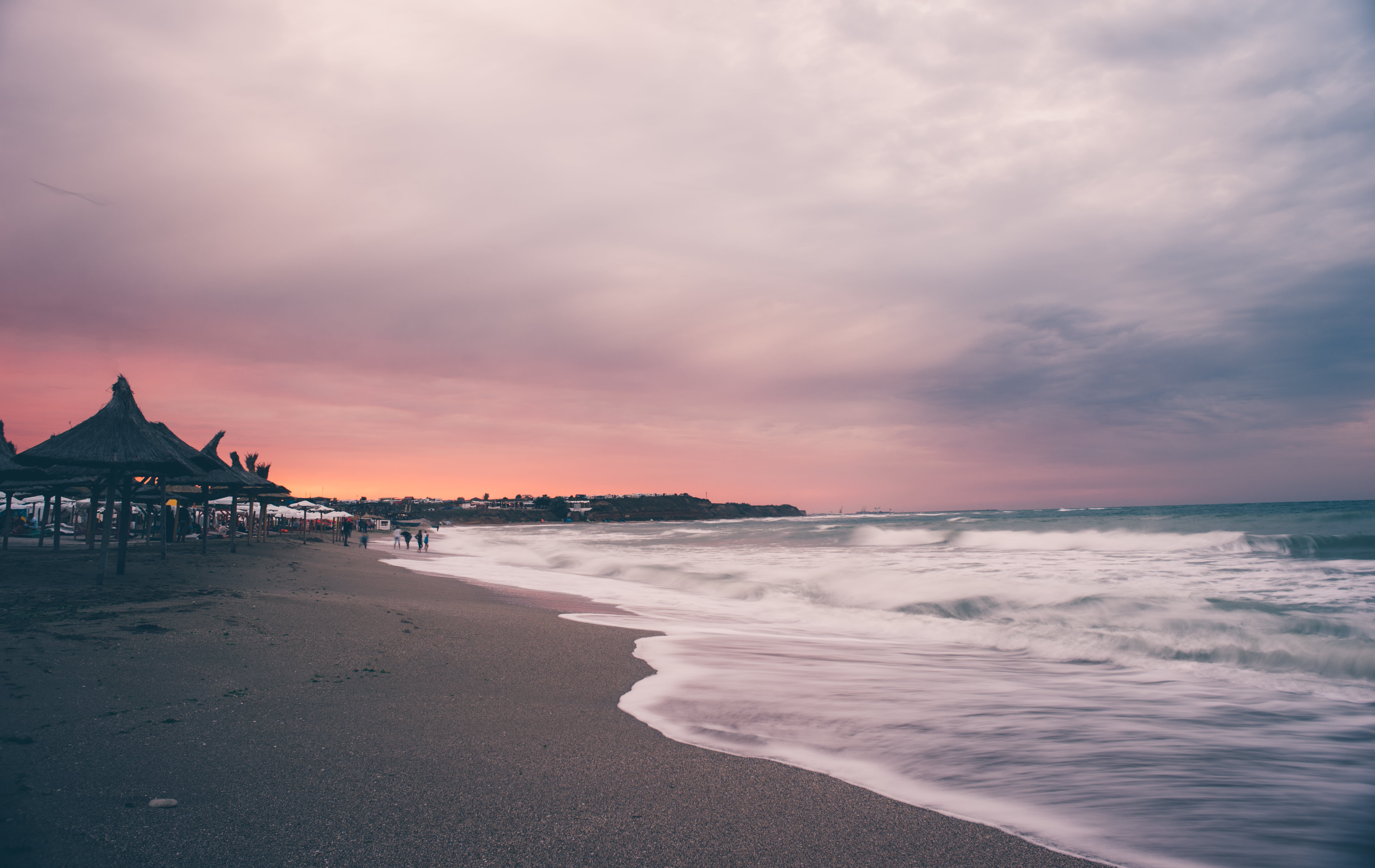 5K, landscape, seashore, summer, sky, beach, Black Sea, Evening, coastline, ar, vacations, sand, black  sea, konica, sunset, sea, HD Wallpaper