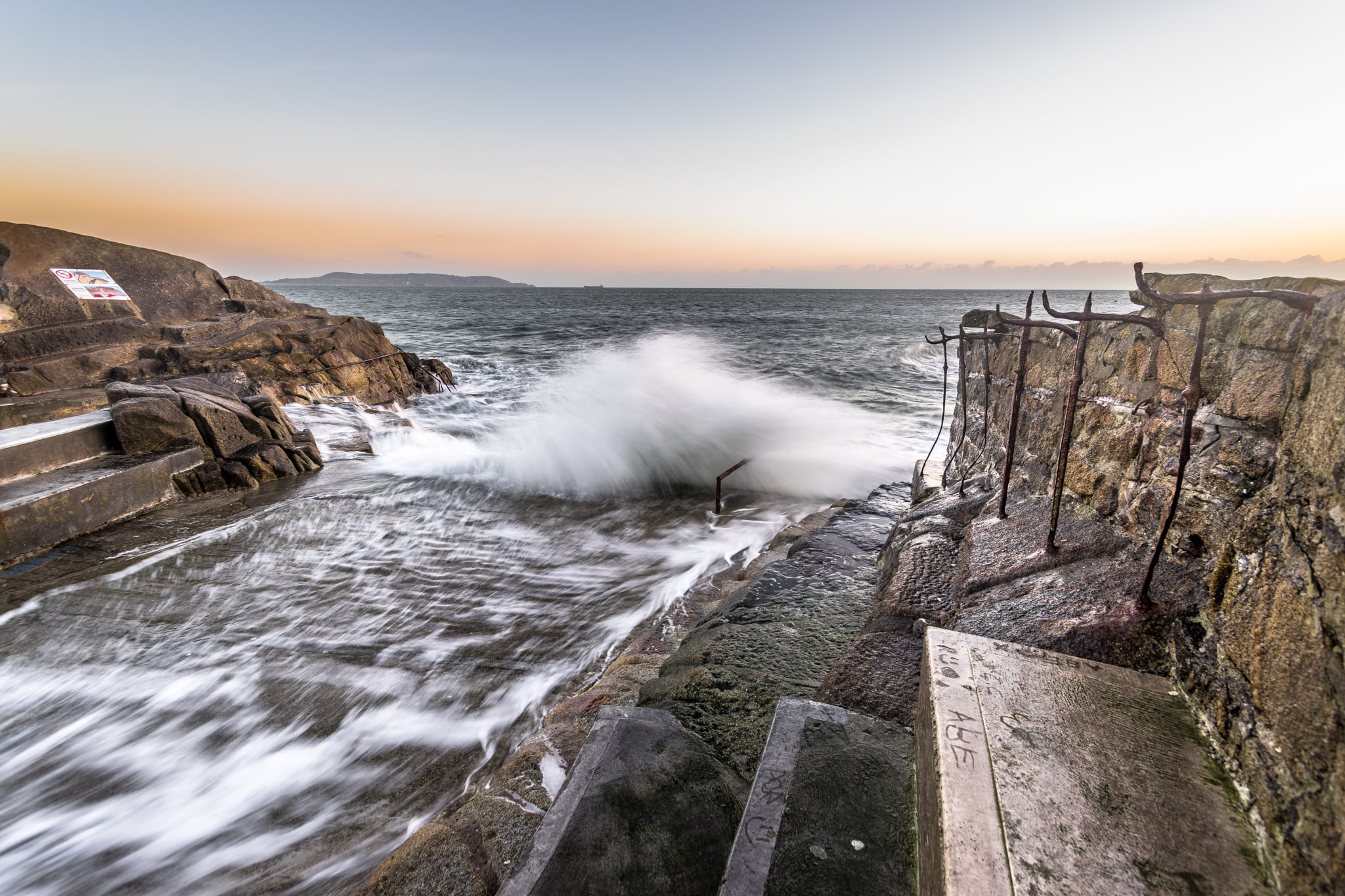 sky, sea, dawn, 1080P, nature, natural, sony a7, formation, motion, landscape, Sunrise, orange, photography, running water, ireland, day, wideangle, night, HD Wallpaper